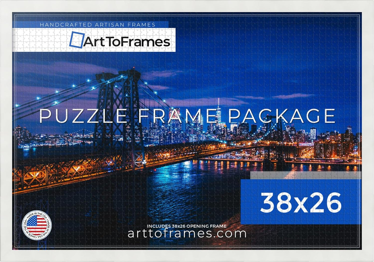 ArtToFrames 38x26 INCH White Frame for 2000 Piece Puzzles