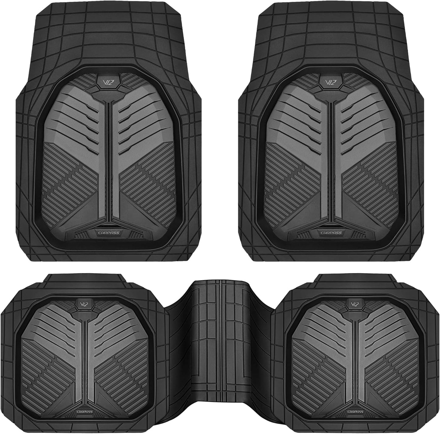 CAR PASS Heavy Duty Rubber Car Mats for All Weather Protection