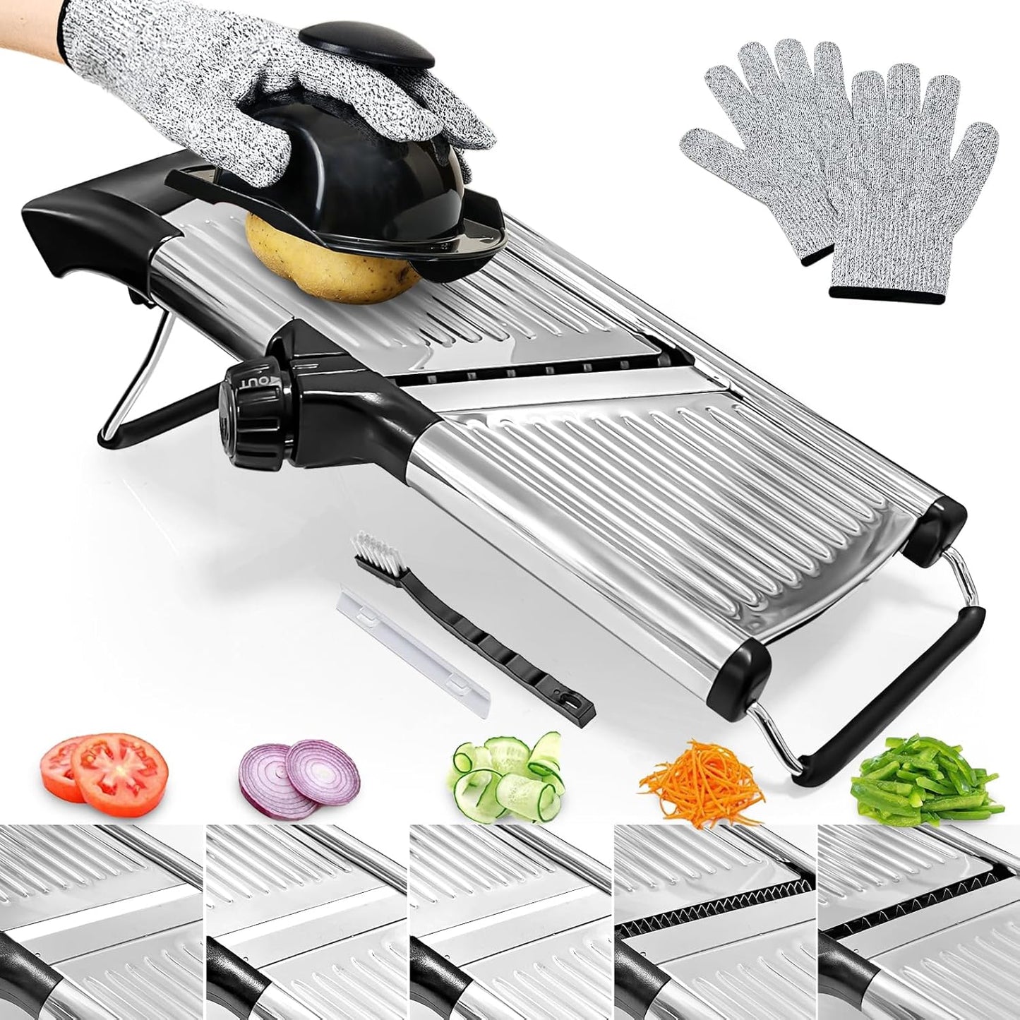 Mandoline Slicer for Kitchen - Adjustable Stainless Steel Cutter