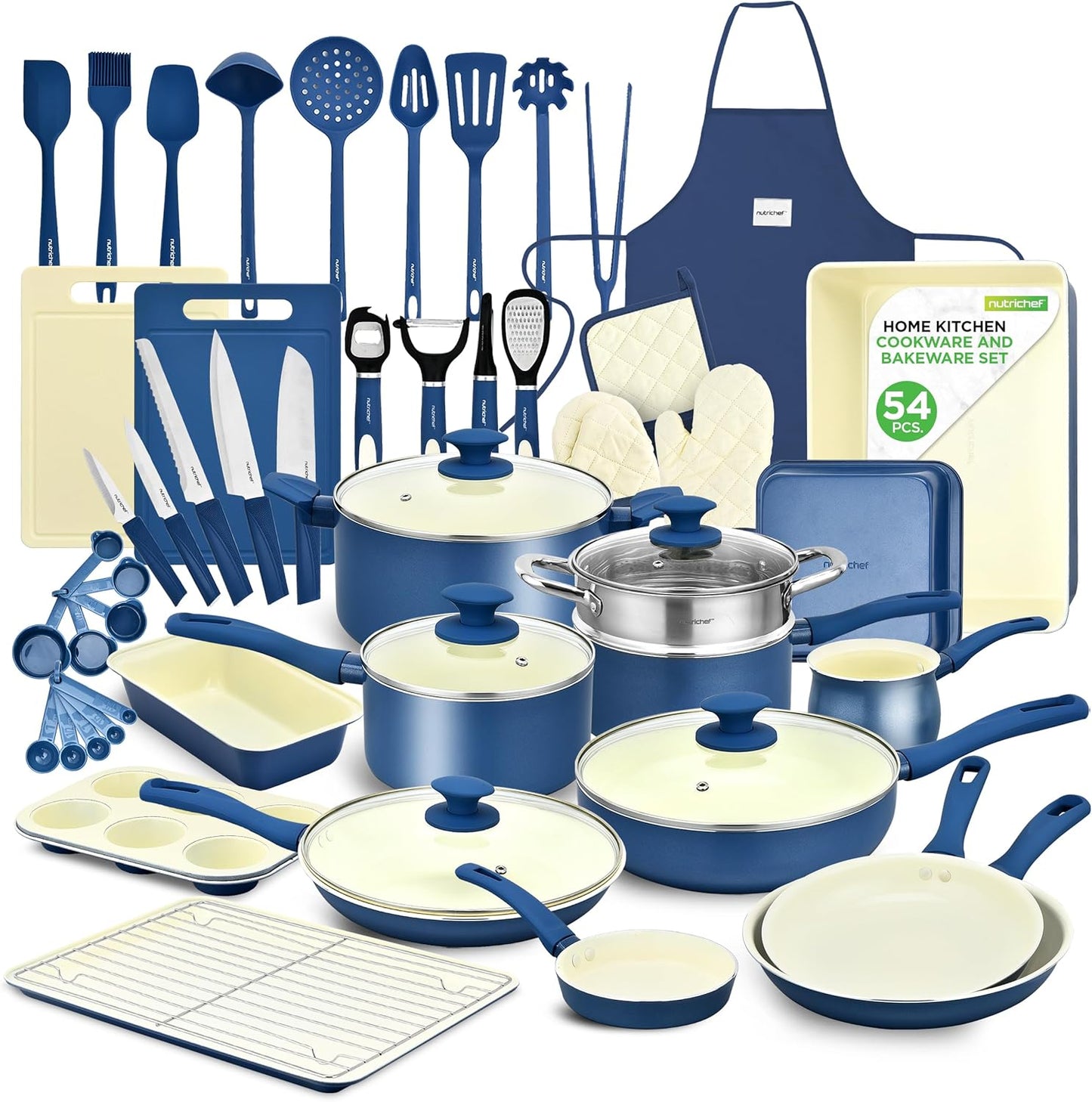 Nutrichef 54 Piece Complete Kitchen Cookware Set for All Needs