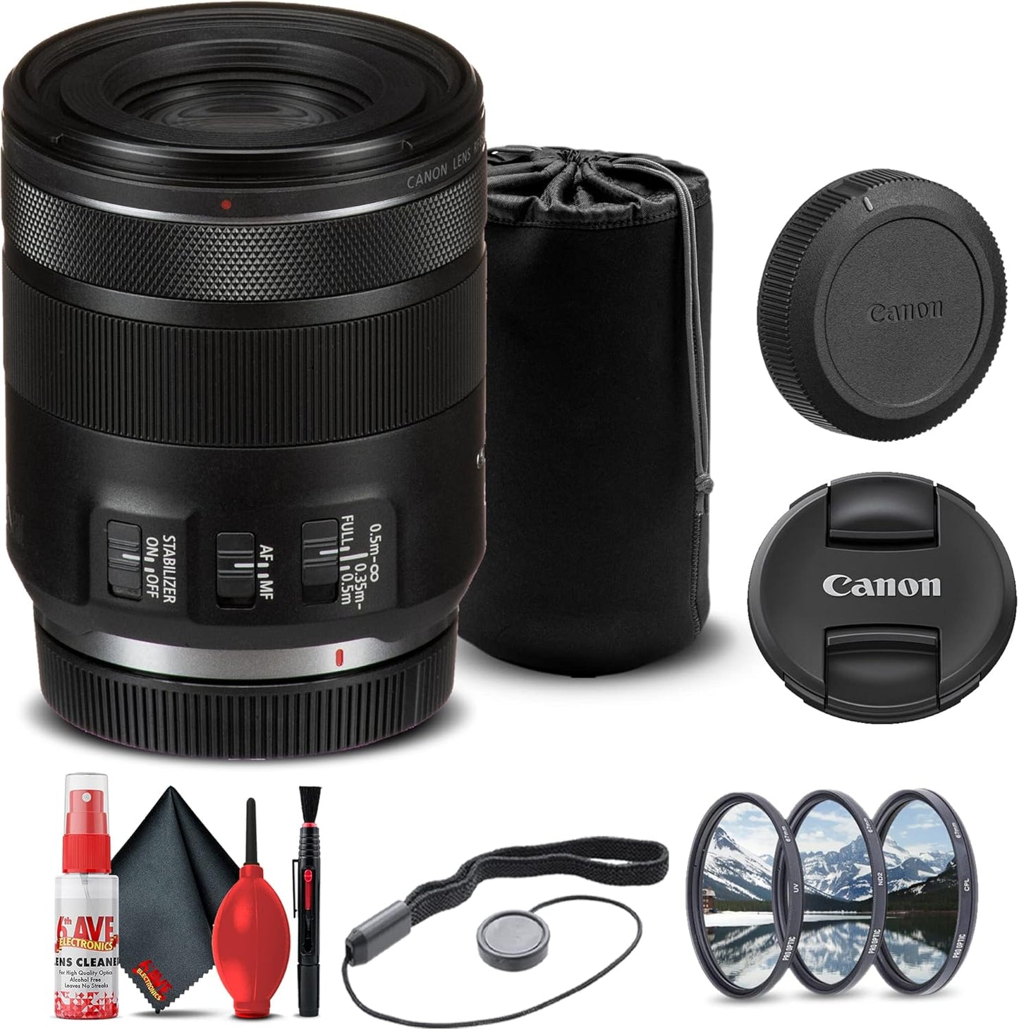 Canon RF 85mm f/2 Macro IS STM Lens Bundle with Accessories