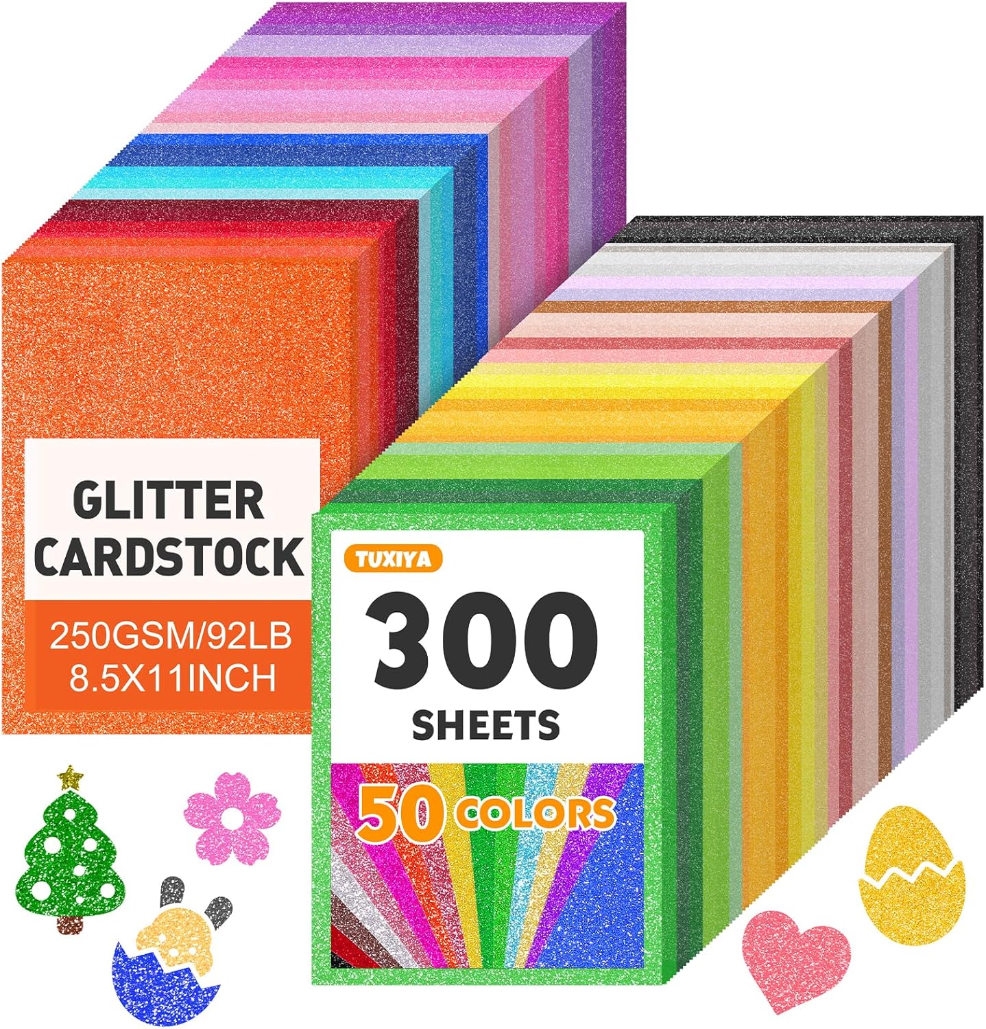 300 Sheets Glitter Cardstock for Arts and Crafts Projects