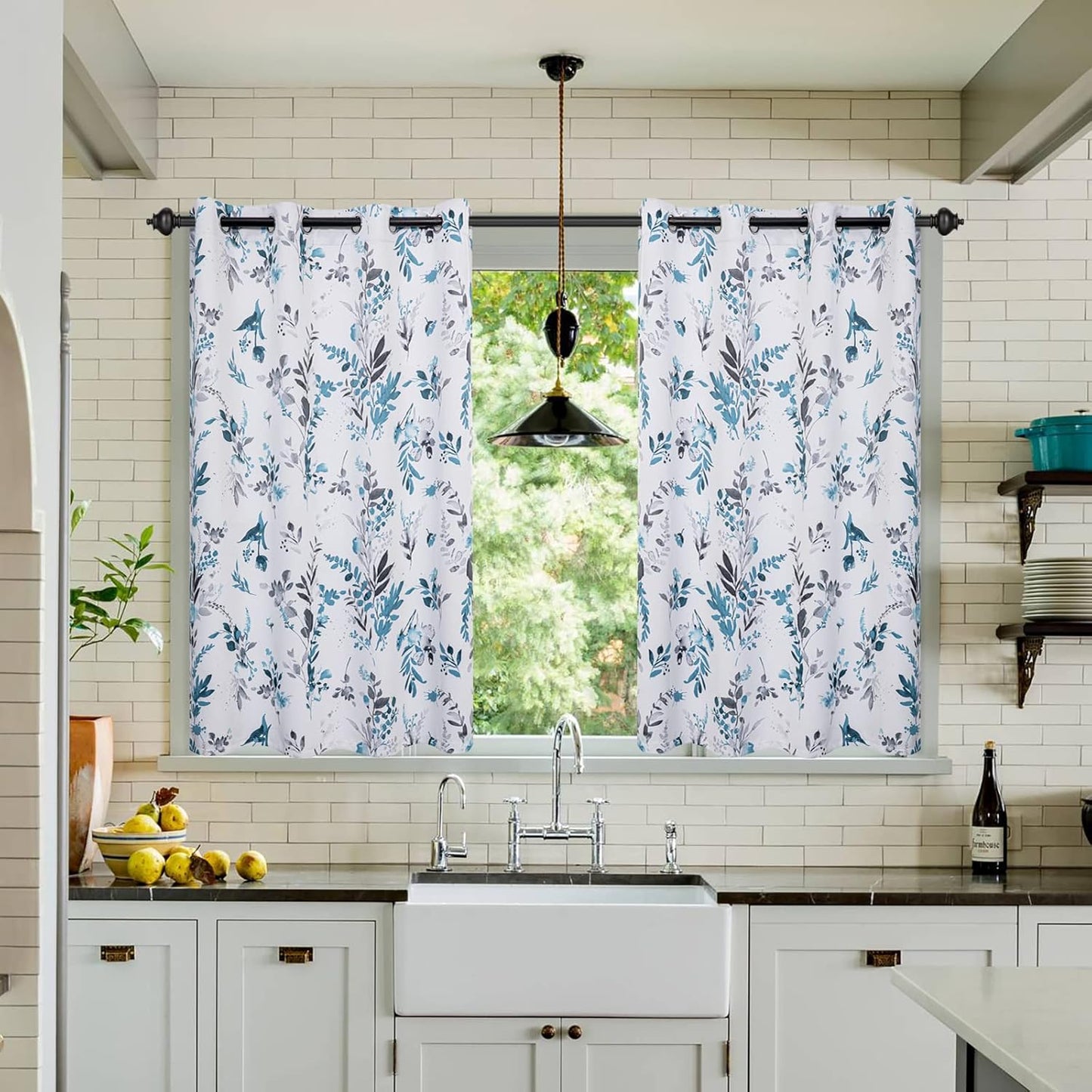 Floral Blackout Curtains for Kitchen Room Darkening Panels