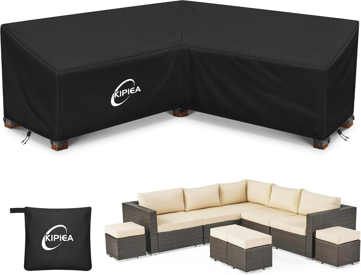 Kipiea Patio V-Shaped Sectional Sofa Cover for Protection