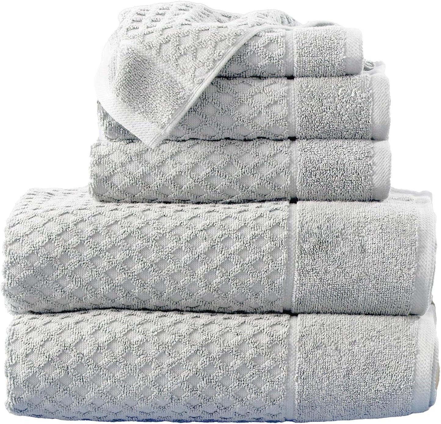 Light Grey Bath Towel Set - 100% Cotton 6 Piece Collection