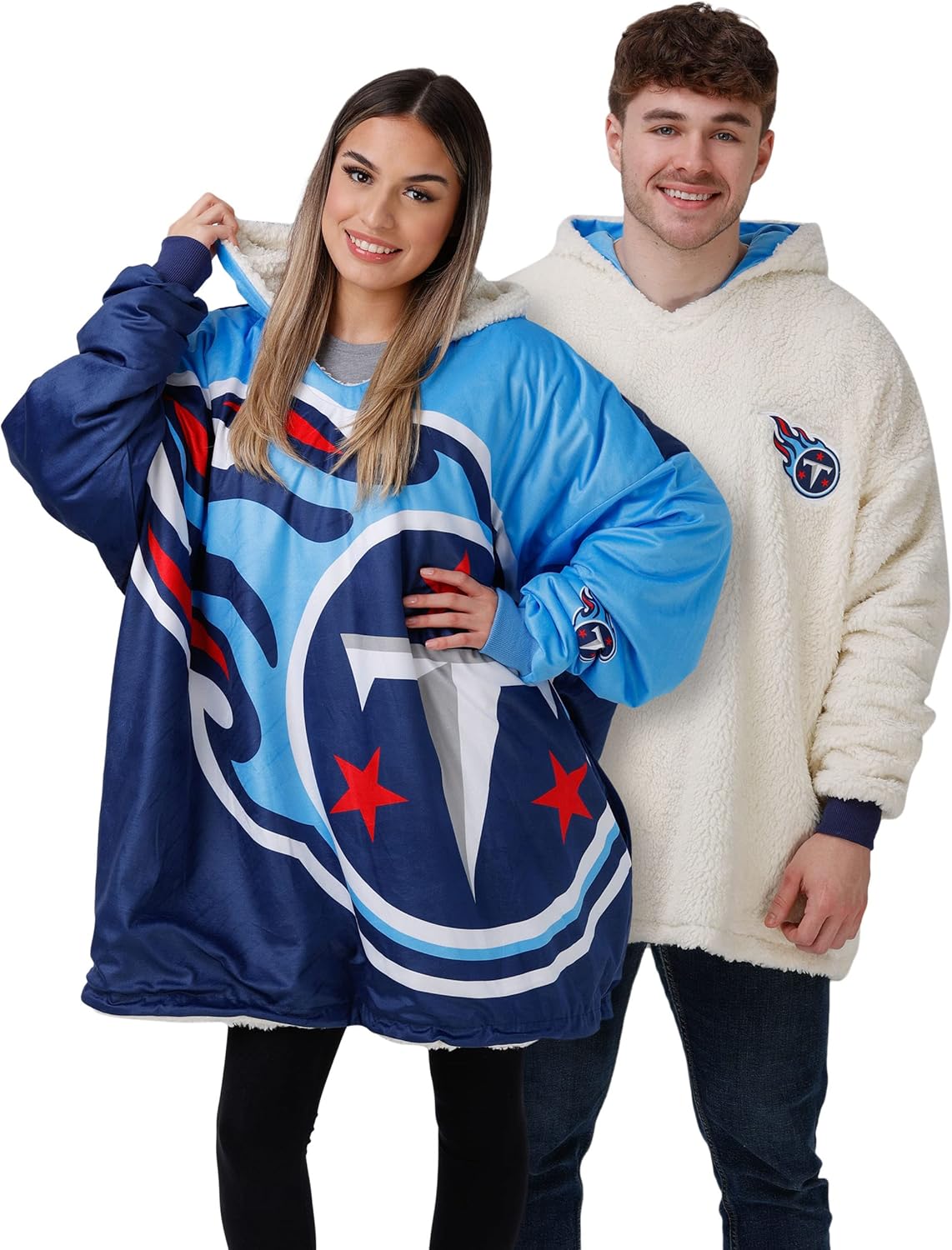 NFL Team Logo Reversible Oversized Sherpa Hoodie Sweatshirt