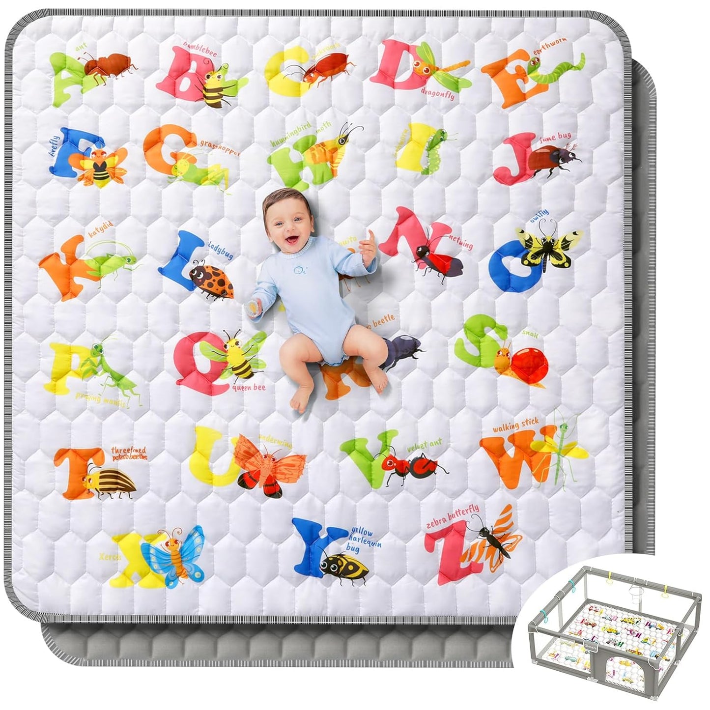 Thick Padded Baby Play Mat - Non-Slip & Washable!