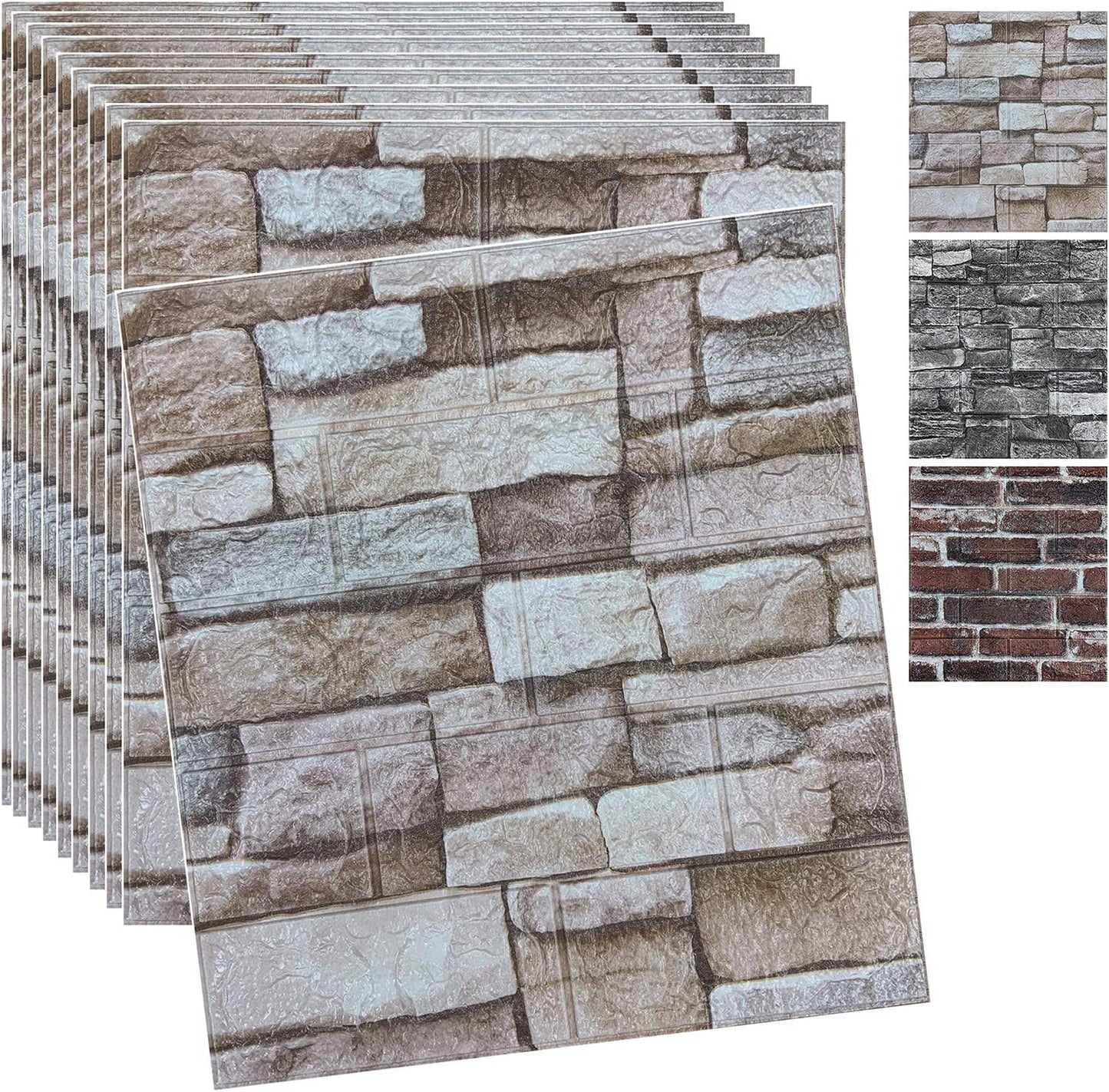 20PCS 3D Wall Panels Peel and Stick Faux Stone Wallpaper