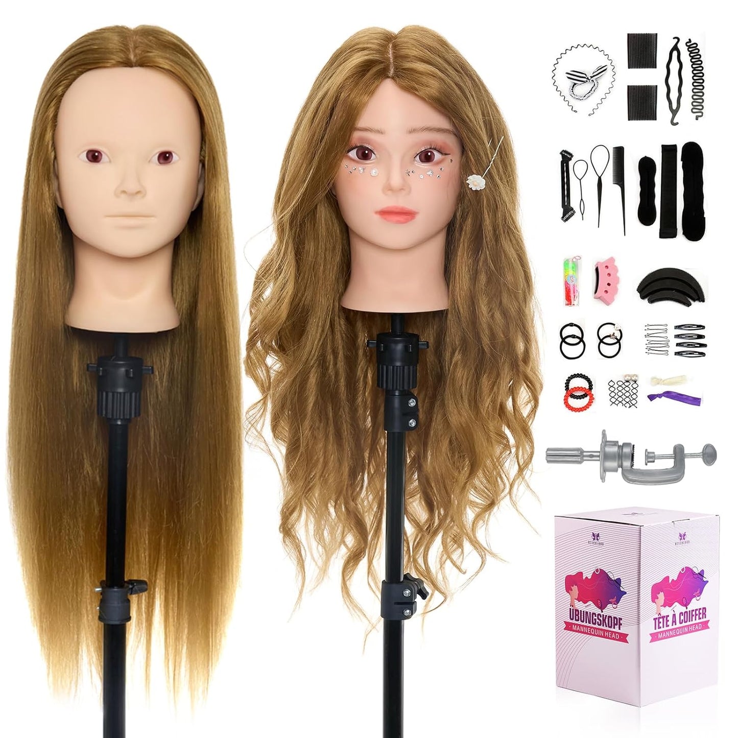 Neverland Beauty 26 Inch Mannequin Head with Real Hair for Styling