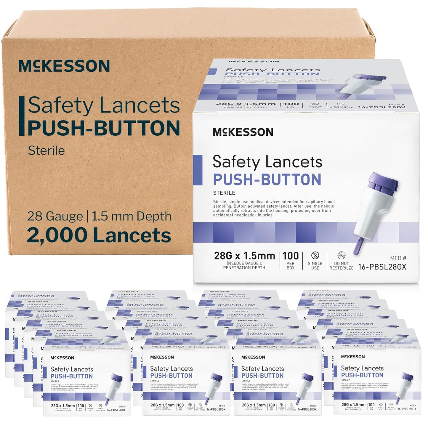 McKesson Lancets for Diabetes Testing - 2000 Count, 28G, Sterile