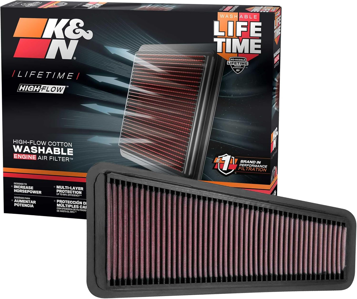 K&N High-Flow Engine Air Filter for Toyota 4Runner, Tacoma, Tundra