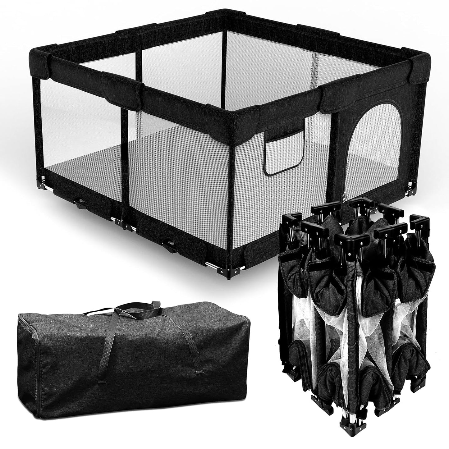 Foldable Baby Playpen with Gate for Safe Indoor Outdoor Fun