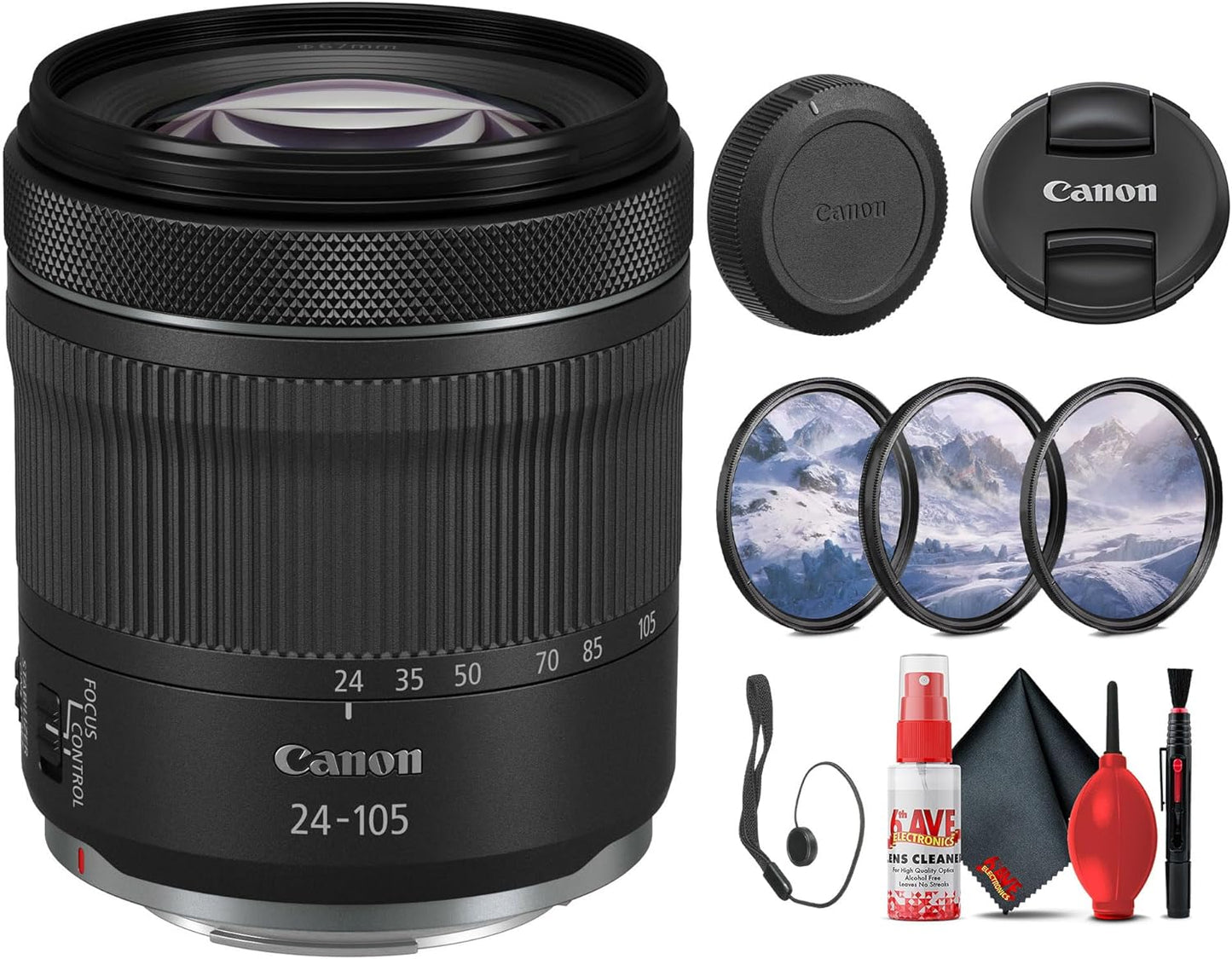 Canon RF 24-105mm f/4-7.1 IS STM Lens Bundle with Filter Kit