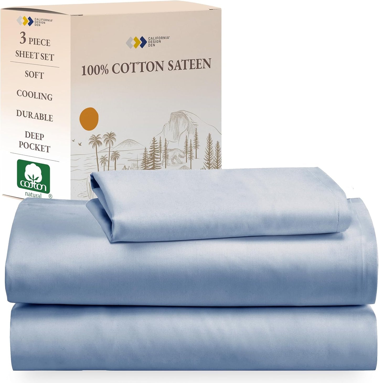 Twin Sheets Set - Natural 100% Cotton Bedding for Comfort