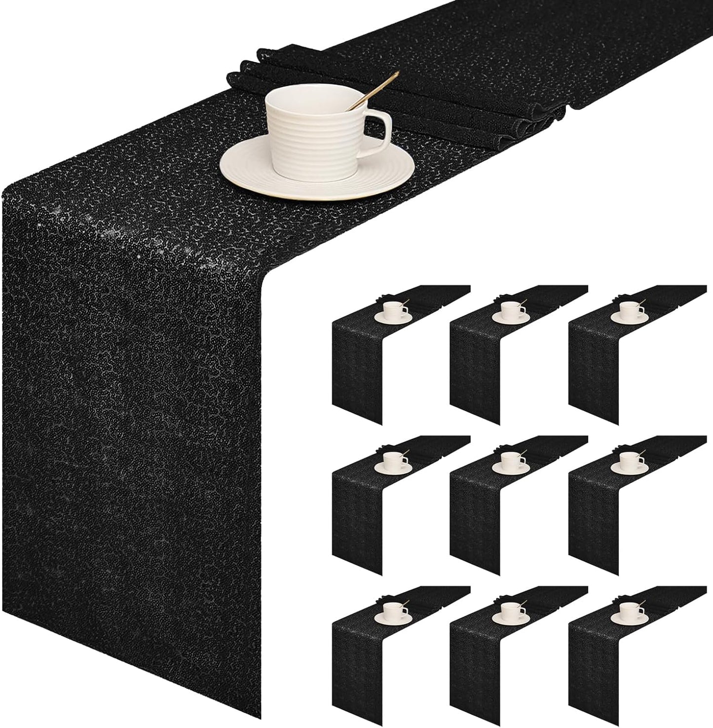 Glitter Black Sequin Table Runner for Events and Celebrations