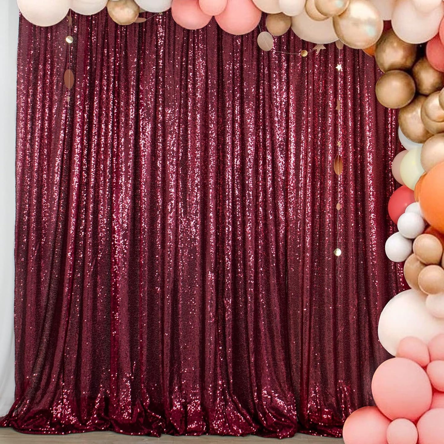 ShinyBeauty Burgundy Sequin Backdrop: Shimmering Rustic Elegance