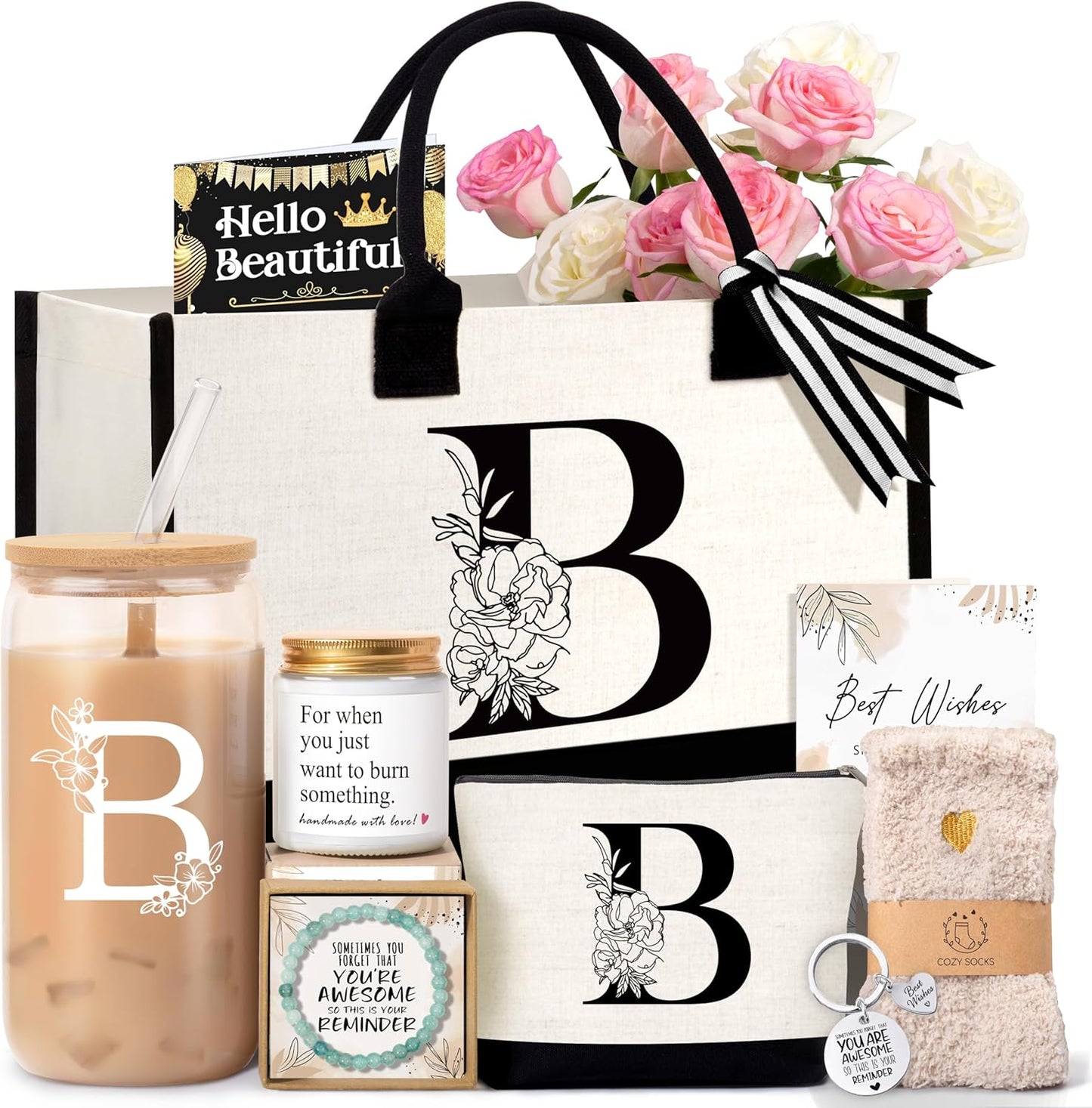 Personalized Birthday Gifts for Women: Monogrammed Tote Bag Set