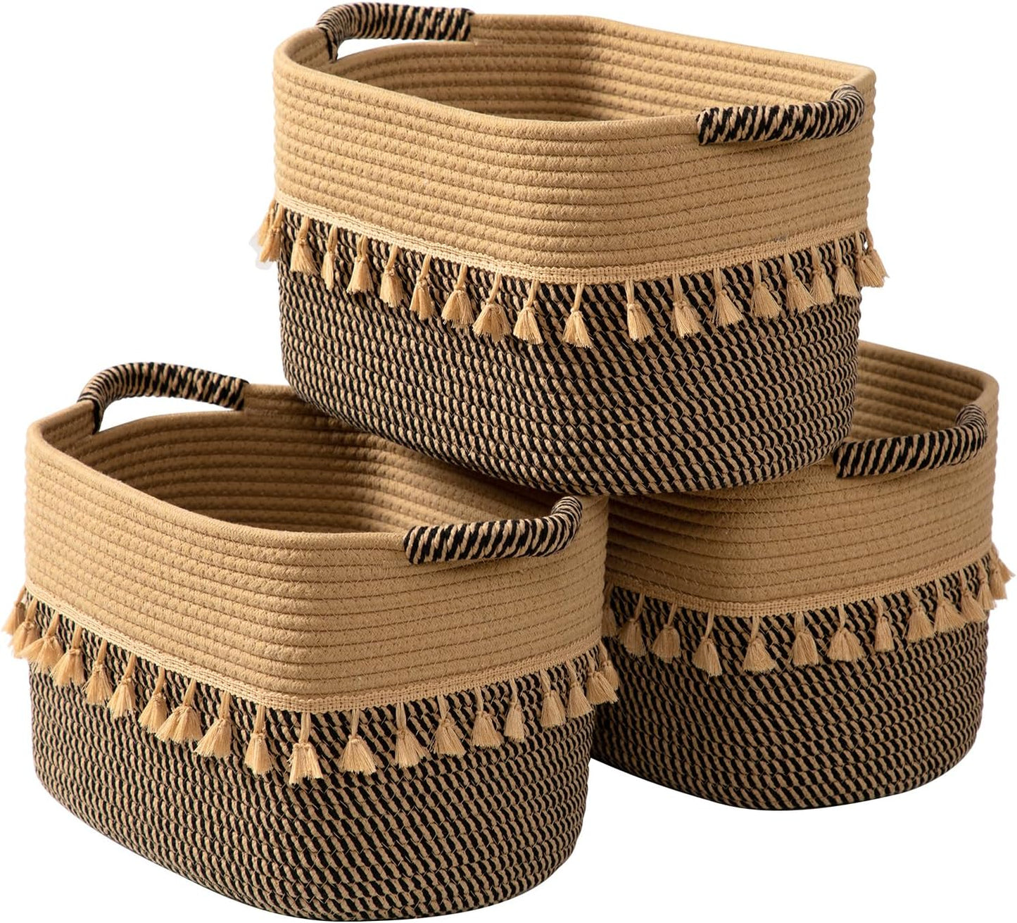 TeoKJ Set of 3 Decorative Rope Baskets for Stylish Storage
