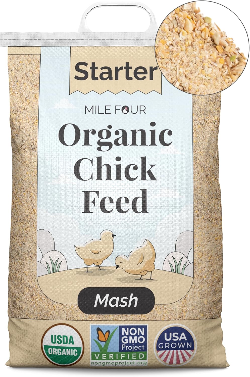 Mile Four Organic Chicken Feed Starter Chick Mash for Healthy Chicks
