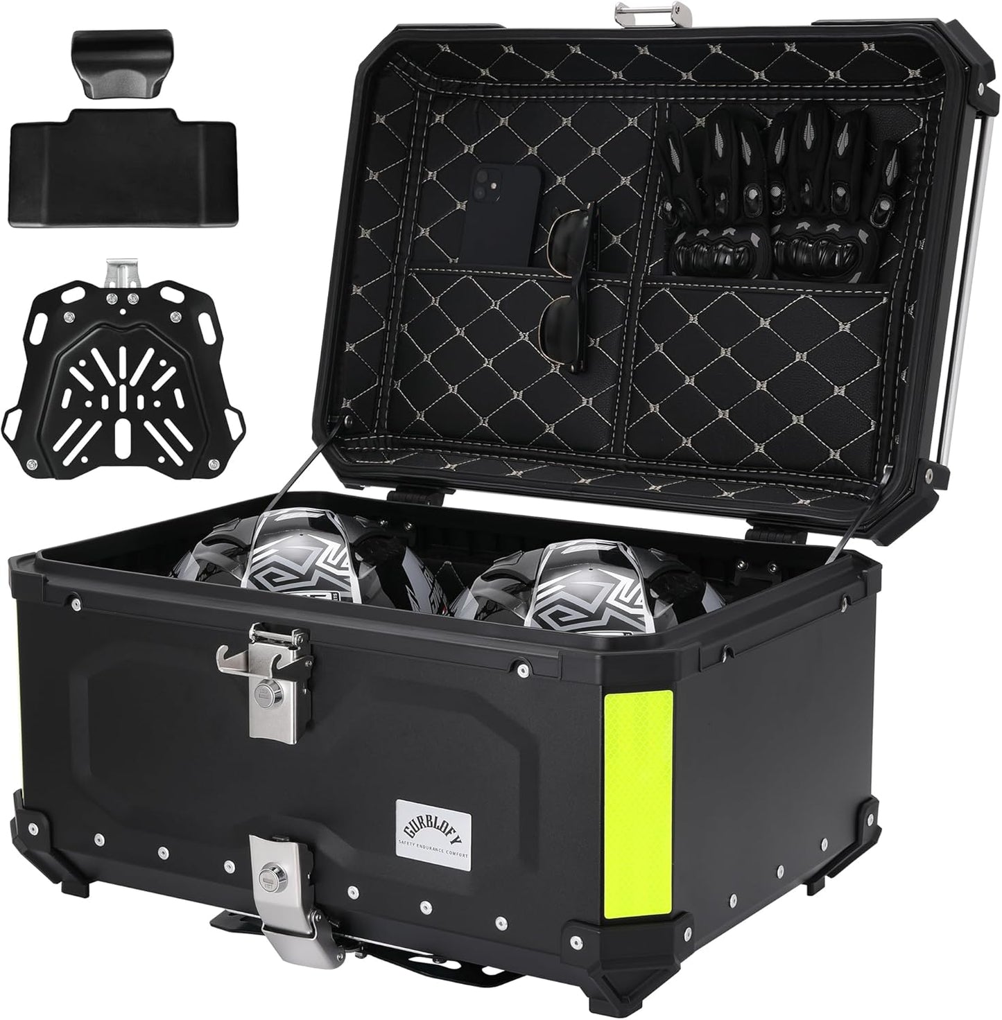 Gurblofy 65L Motorcycle Top Case with Anti-Theft Lock System