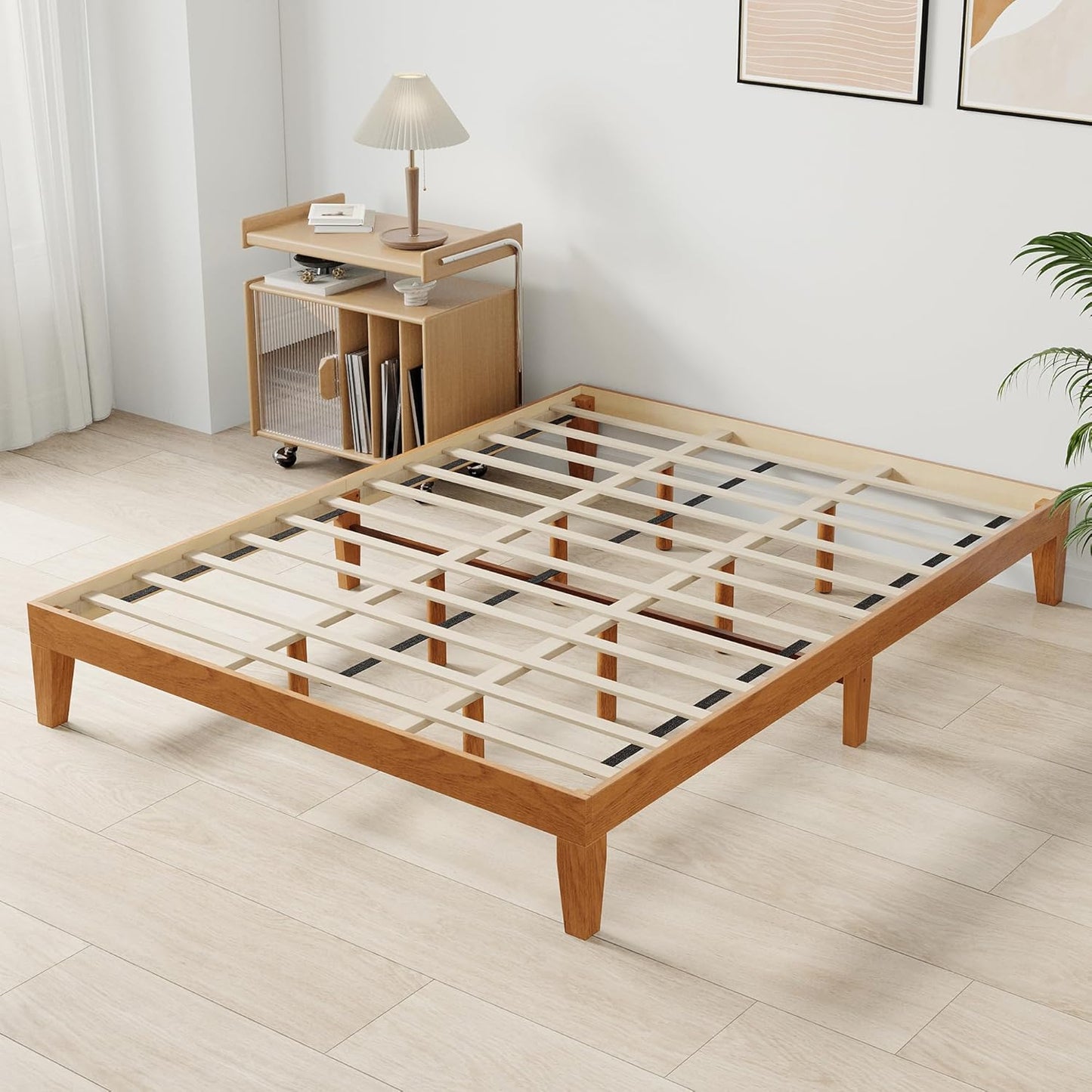 COLAMY 12 Inch Wood Platform Bed Frame for Elegant Bedrooms