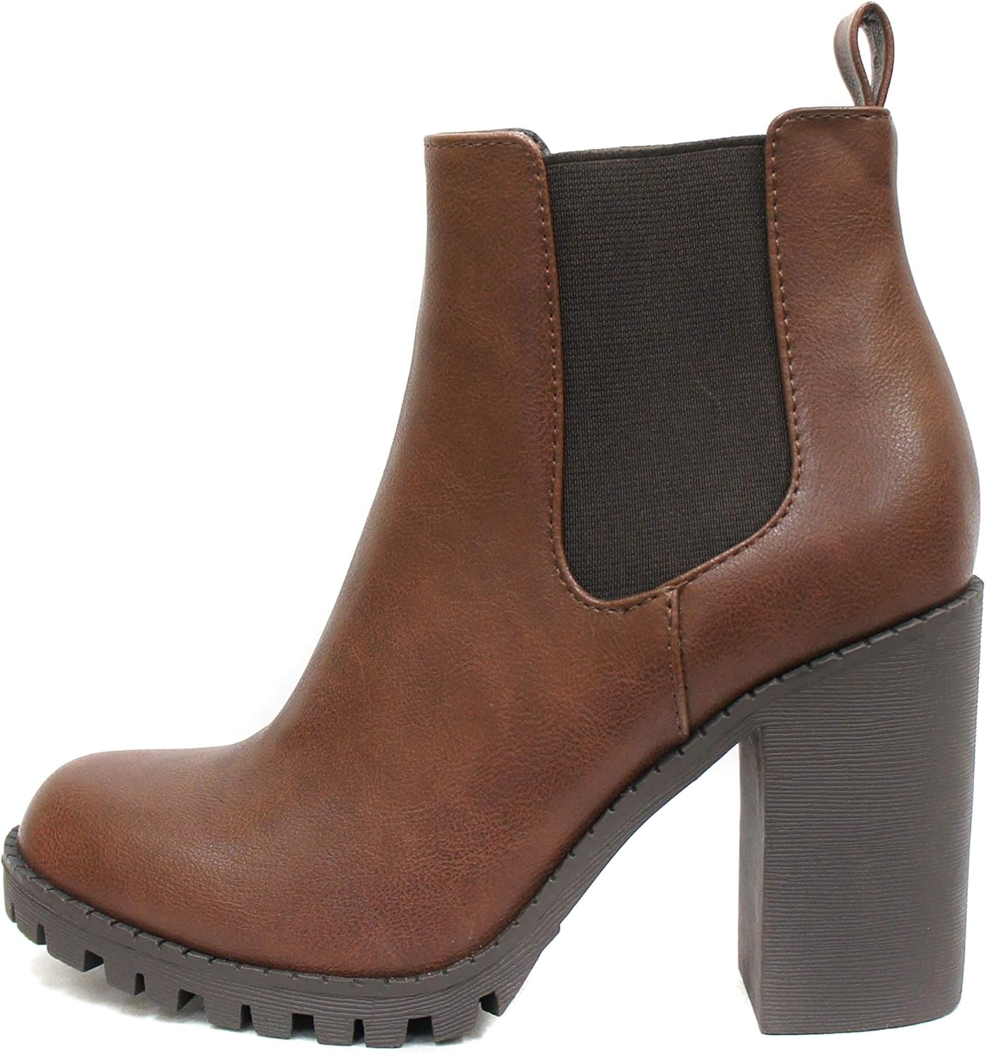 Soda Glove Ankle Boot with Chunky Heel and Lug Sole Style