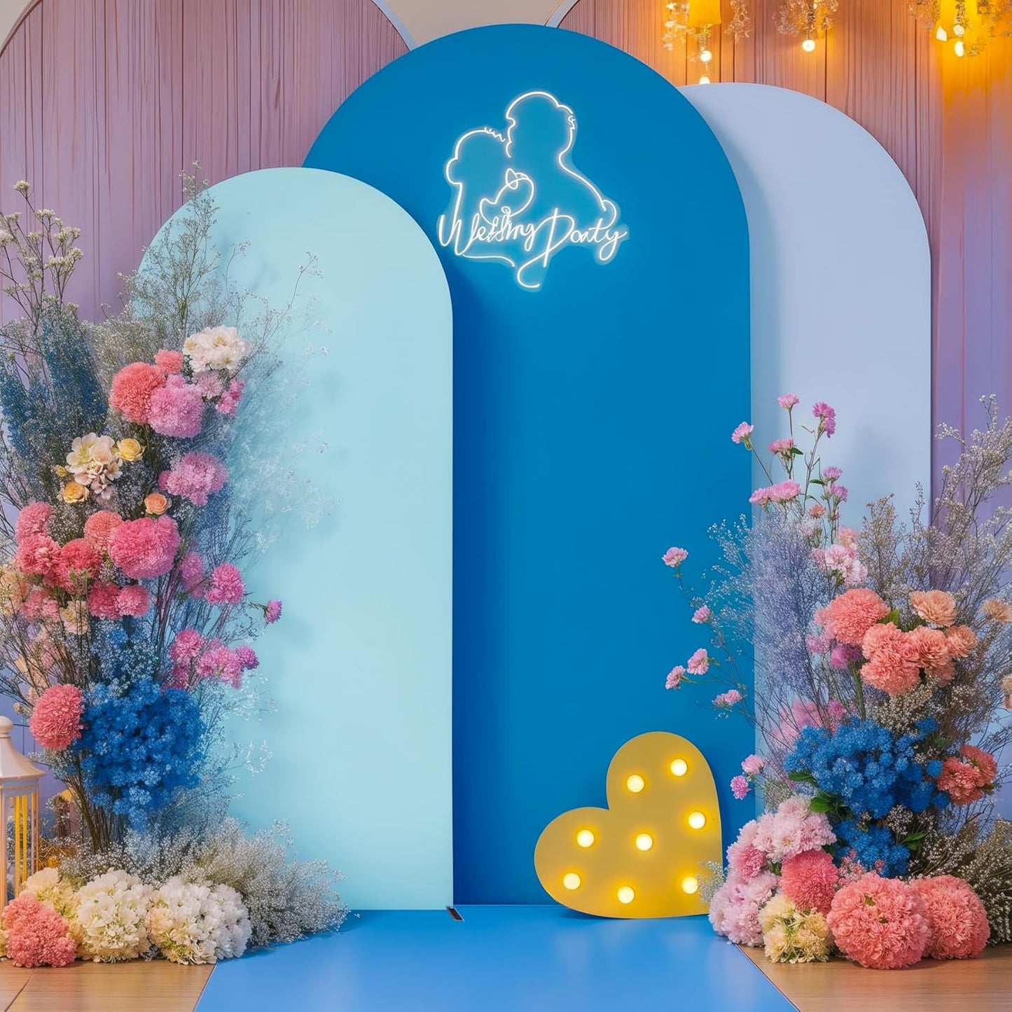 Blue Arch Backdrop Cover Set of 3 for Wedding and Parties