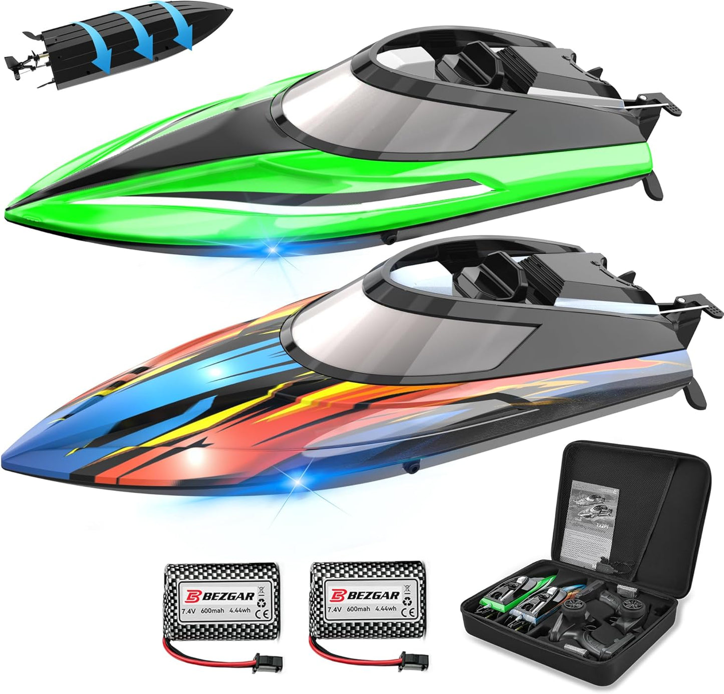 BEZGAR Remote Control Boat Set for Fast Racing Fun in Water