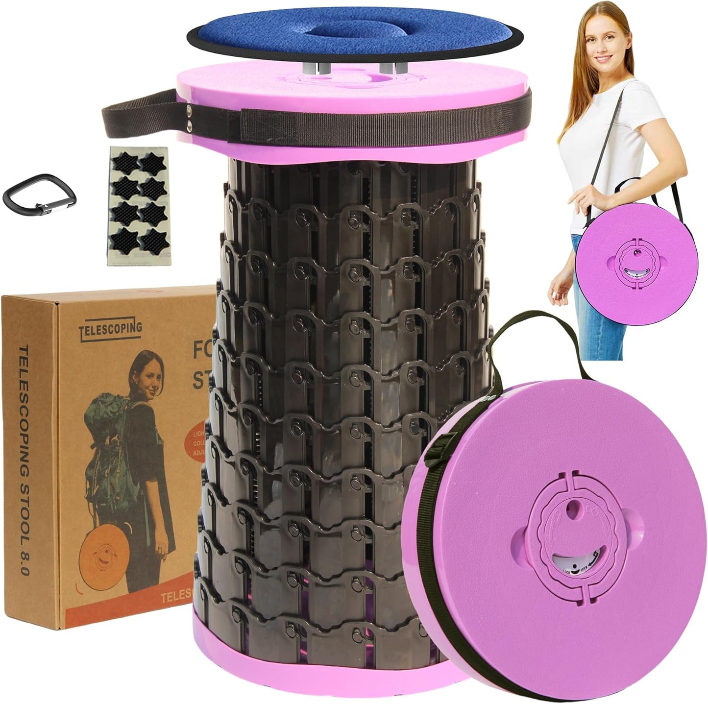 2025 Upgraded XXL Collapsible Stool for Camping and Hiking