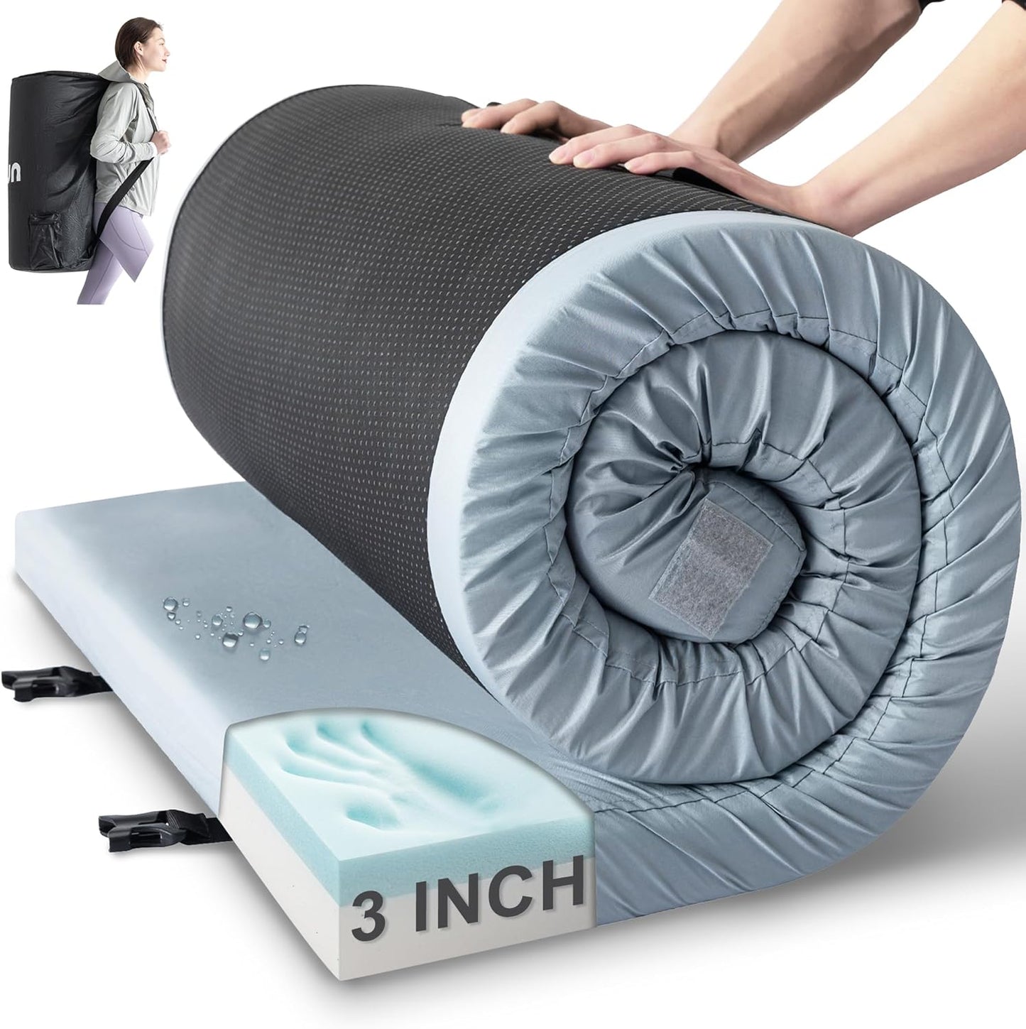 Kingfun Memory Foam Camping Pad - Waterproof & Portable