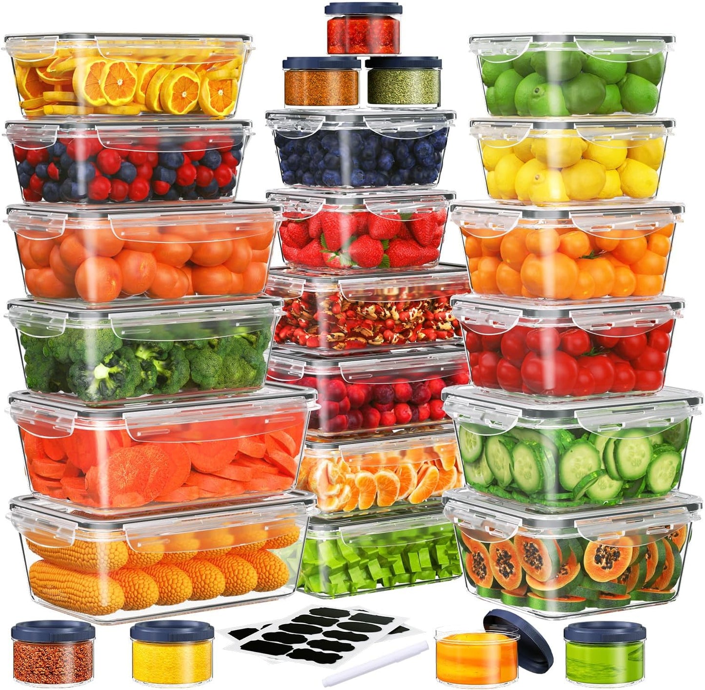 50 PCS Food Storage Containers Set for Kitchen Organization
