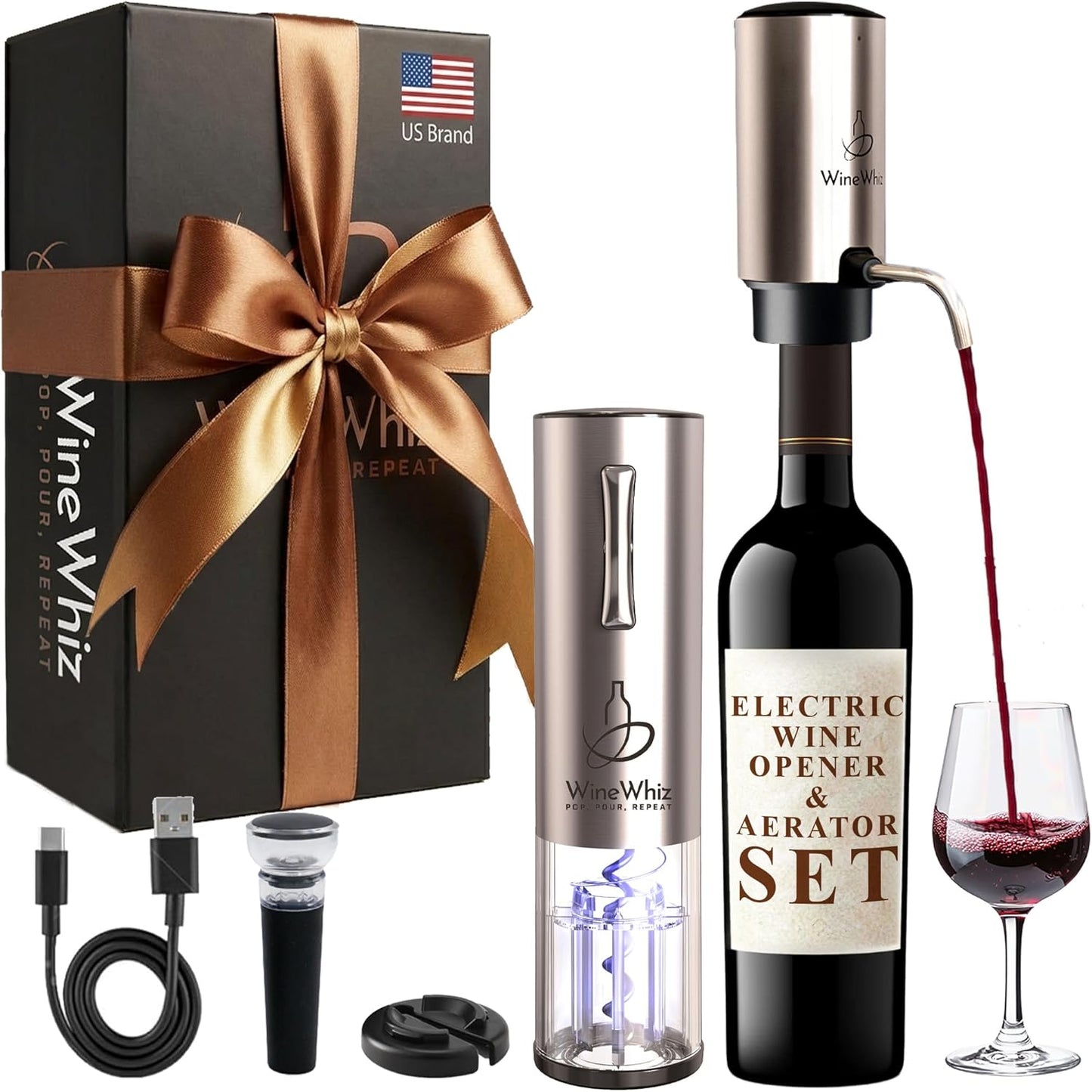 Electric Wine Aerator & Opener Set for Effortless Wine Enjoyment