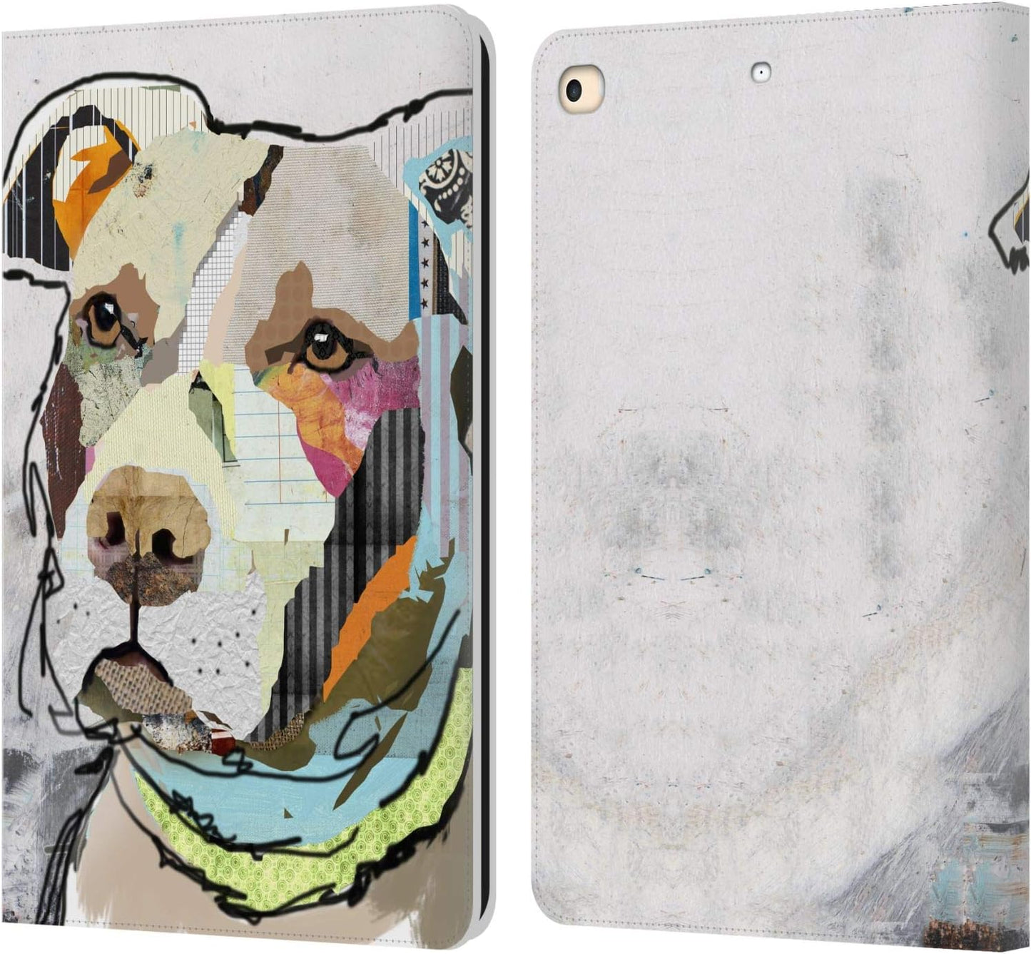 Michel Keck Pit Bull Dogs Leather Wallet Case for iPad 9.7