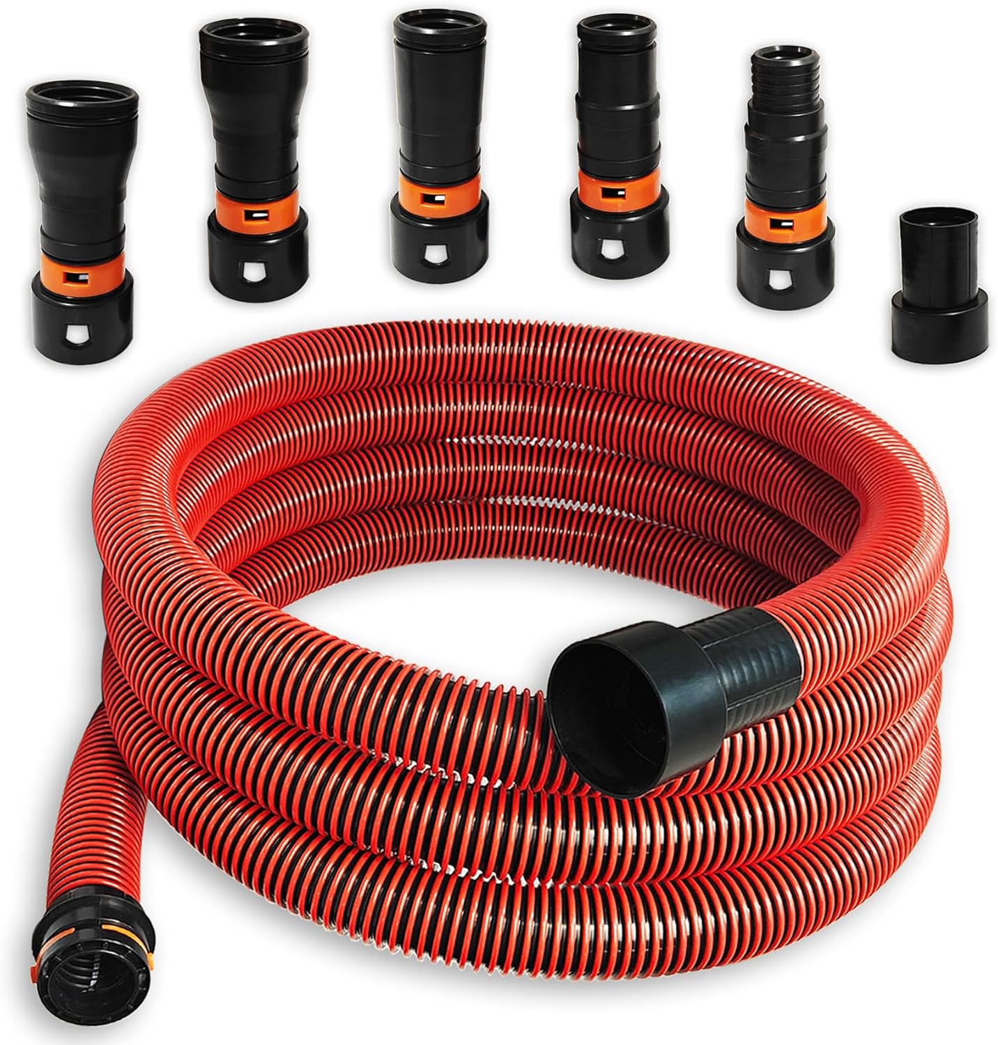 16FT Shop Vac Hose Kit for Dust Collection with 6 Adapters