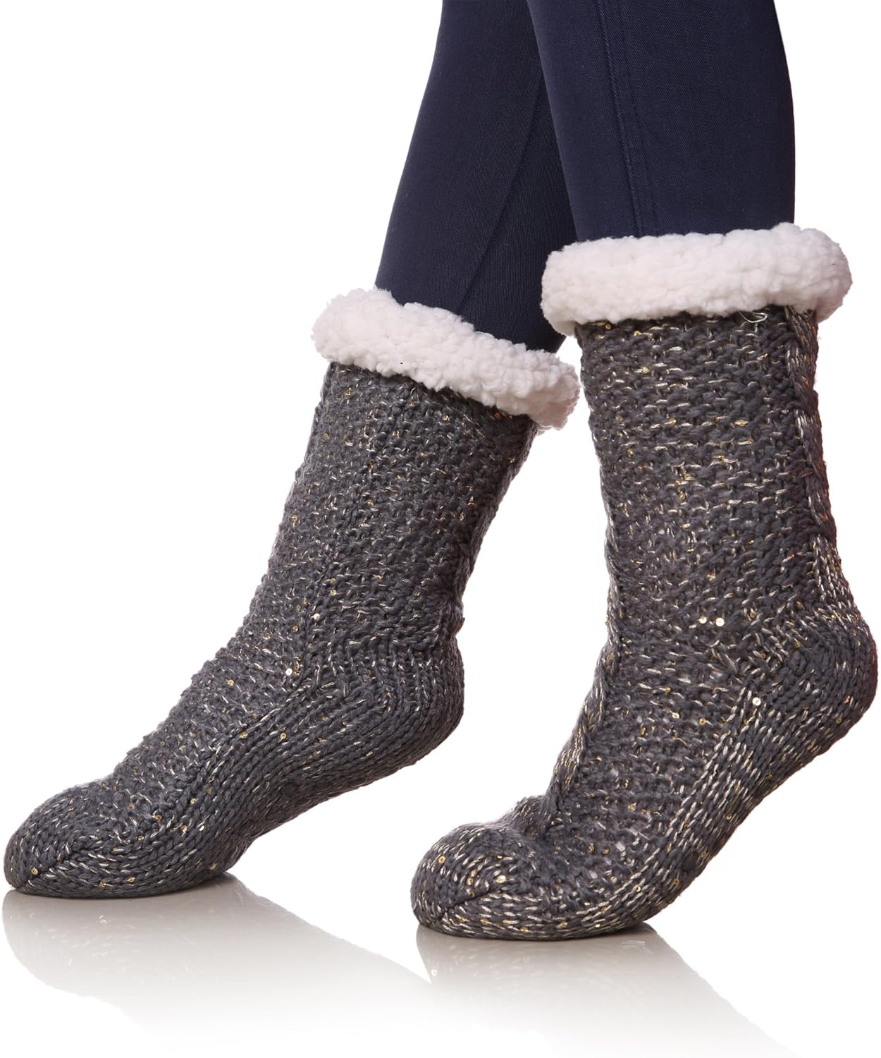 SDBING Women's Cozy Fleece-Lined Slipper Socks