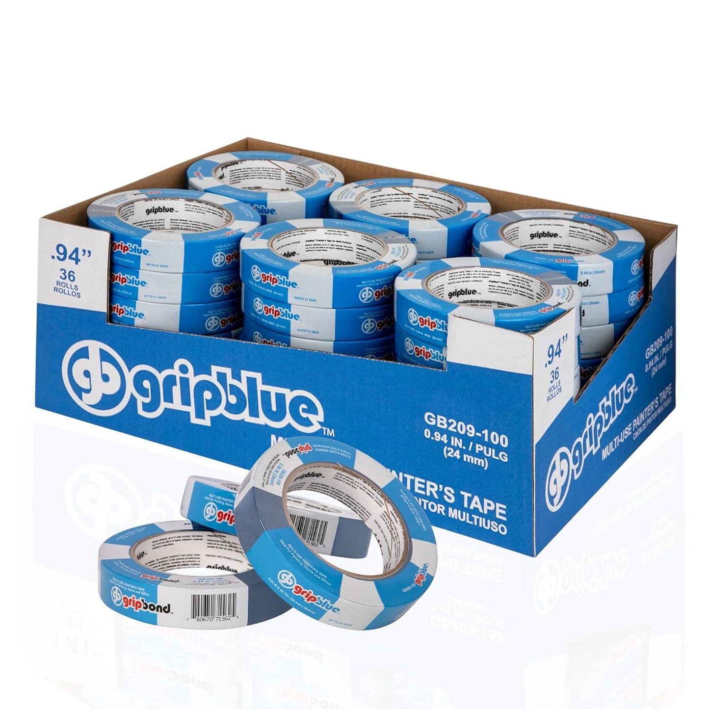 Blue Painters Tape for Precise Lines on Walls & Trim - 36 Rolls