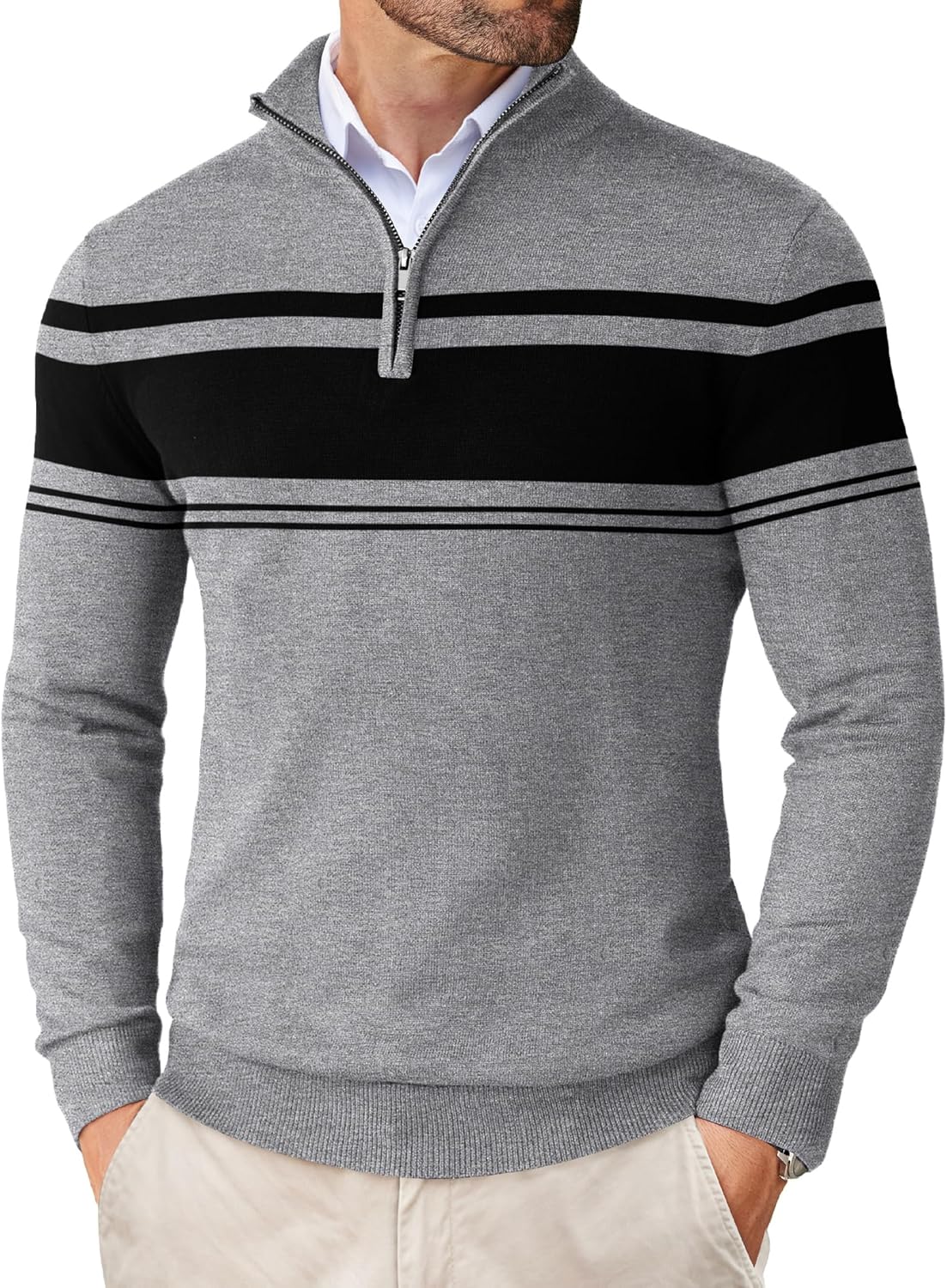 COOFANDY Men's Quarter Zip Up Sweaters for Stylish Comfort