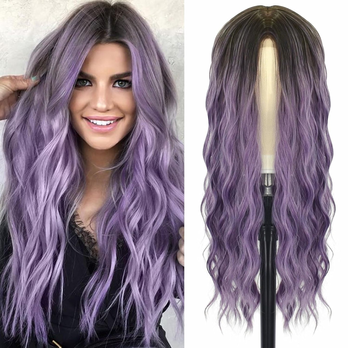 Cosplay Long Ombre Purple Wig for Women - 28 Inch Synthetic Style