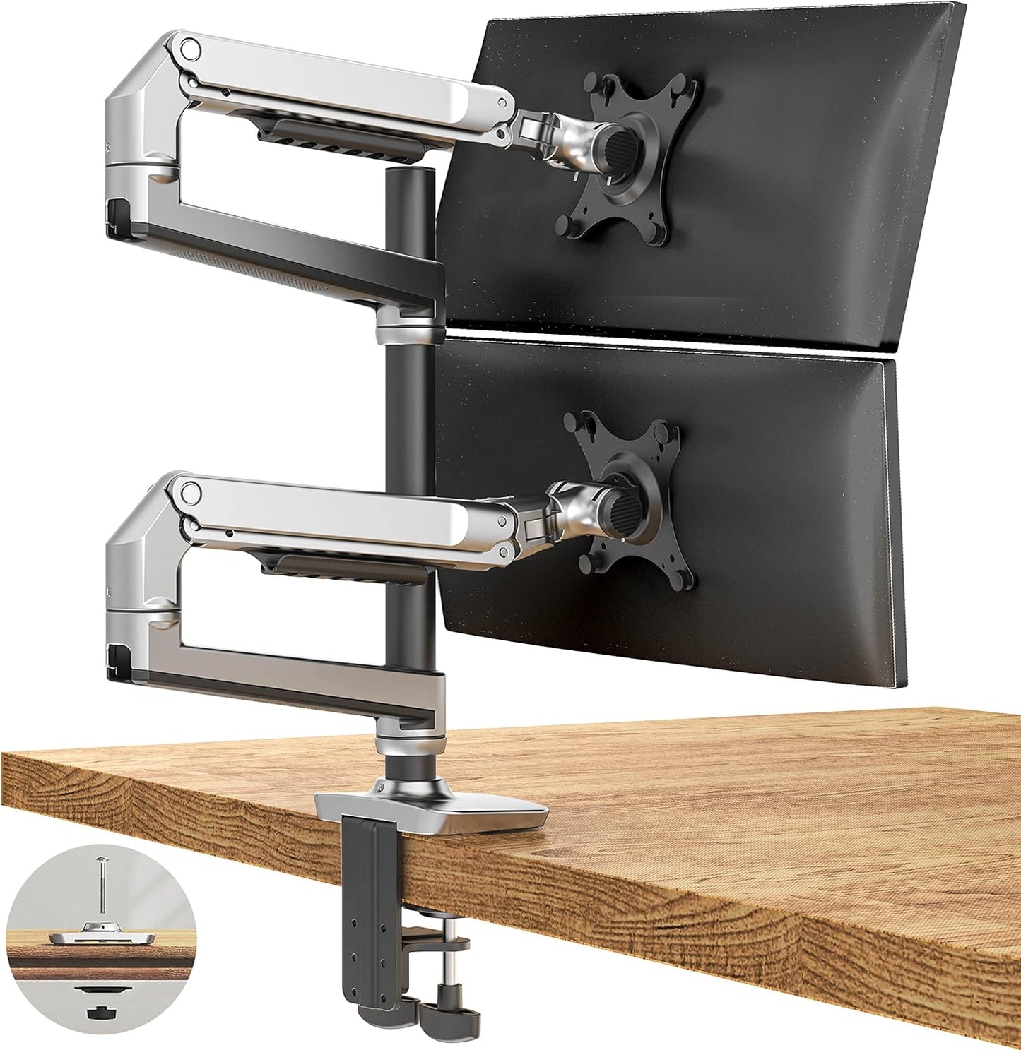 Dual Monitor Mount for Screens up to 40 Inches, Adjustable Arm