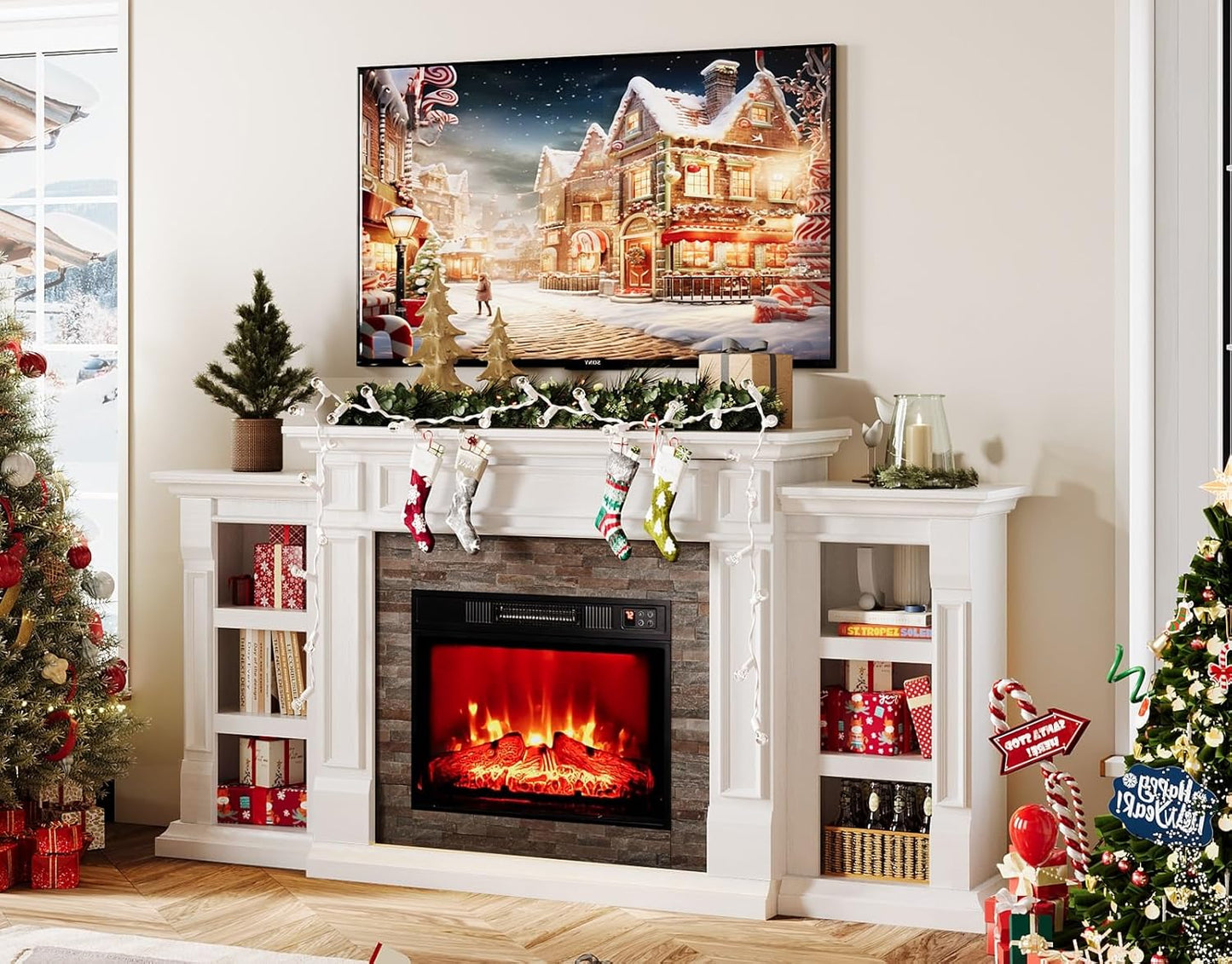 Naice 70 Electric Fireplace: Realistic 3D Flame ~