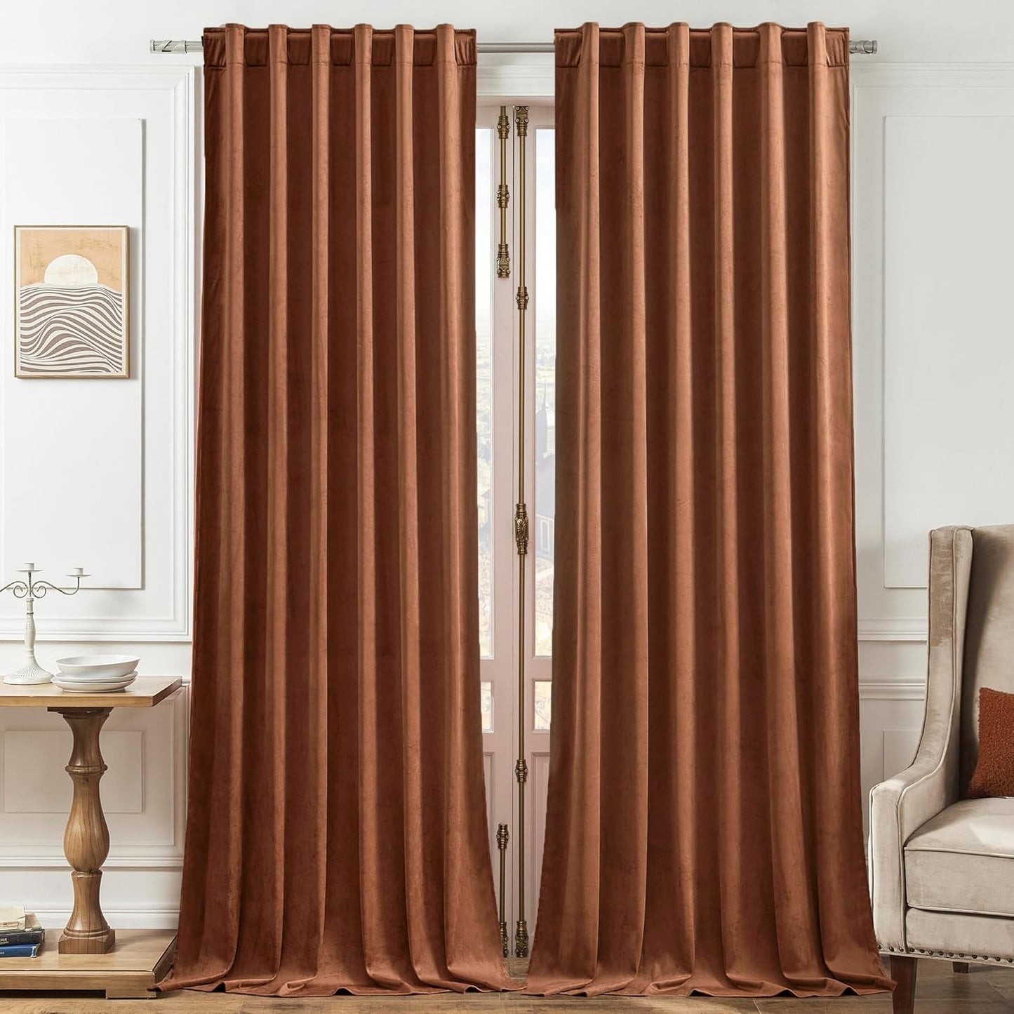 Luxurious Burnt Orange Velvet Curtains for Elegant Interiors