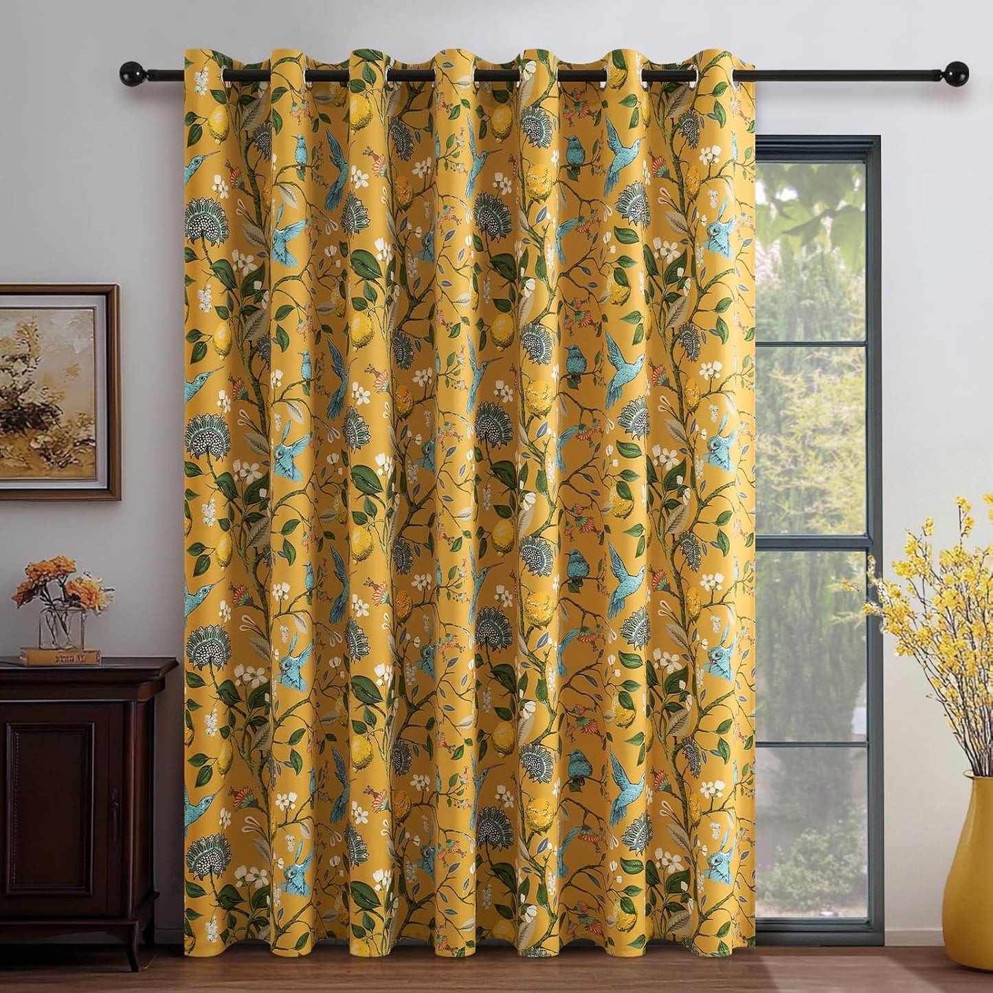 Topfinel Sliding Door Patio Floral Curtains for Vintage Style