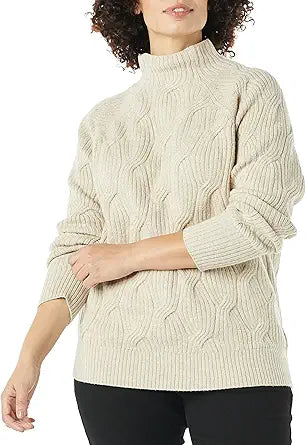 Soft Touch Funnel Neck Cable Sweater for Women - Cozy Style