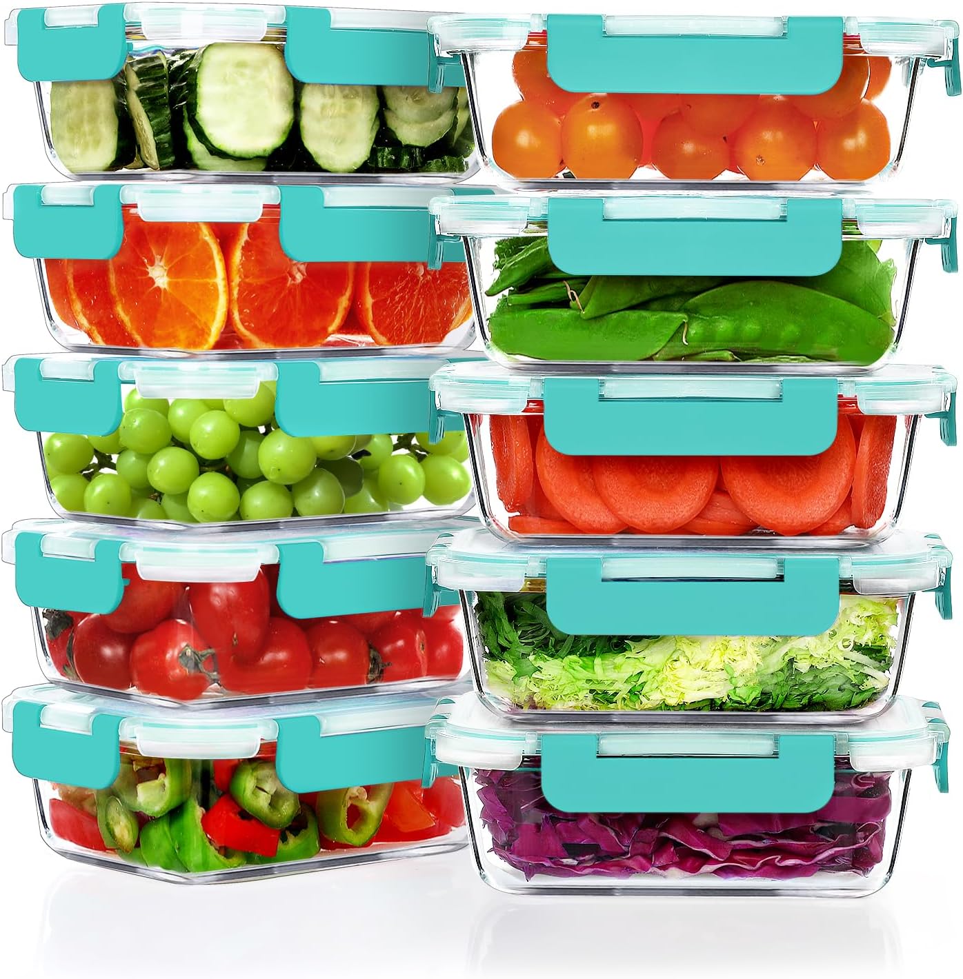 VERONES 10Pack 22OZ Glass Meal Prep Containers for Fresh Food