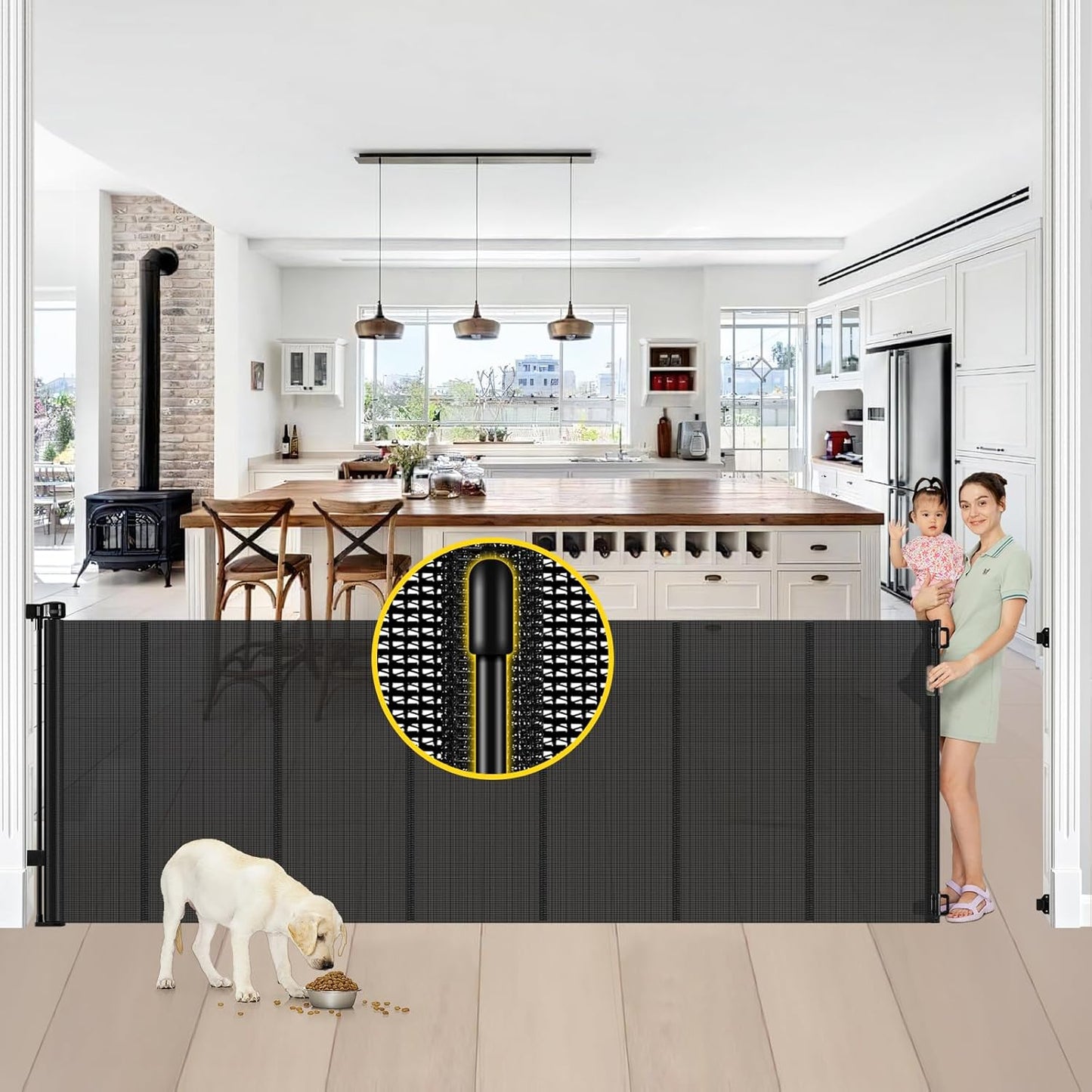 Reinforced 42 Tall x 100 Extra Wide Retractable Baby Gate