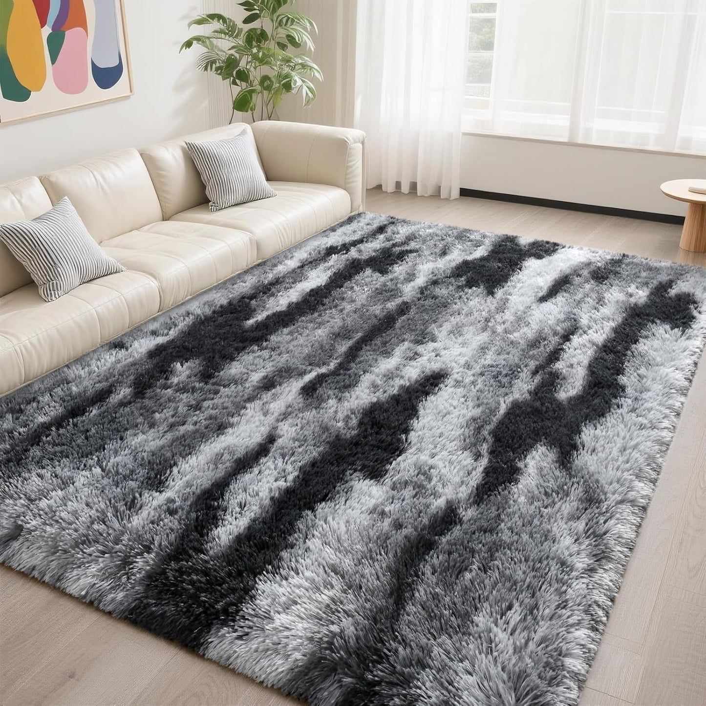 DweIke 6x9 Fluffy Shag Area Rug for Living Room and Bedroom