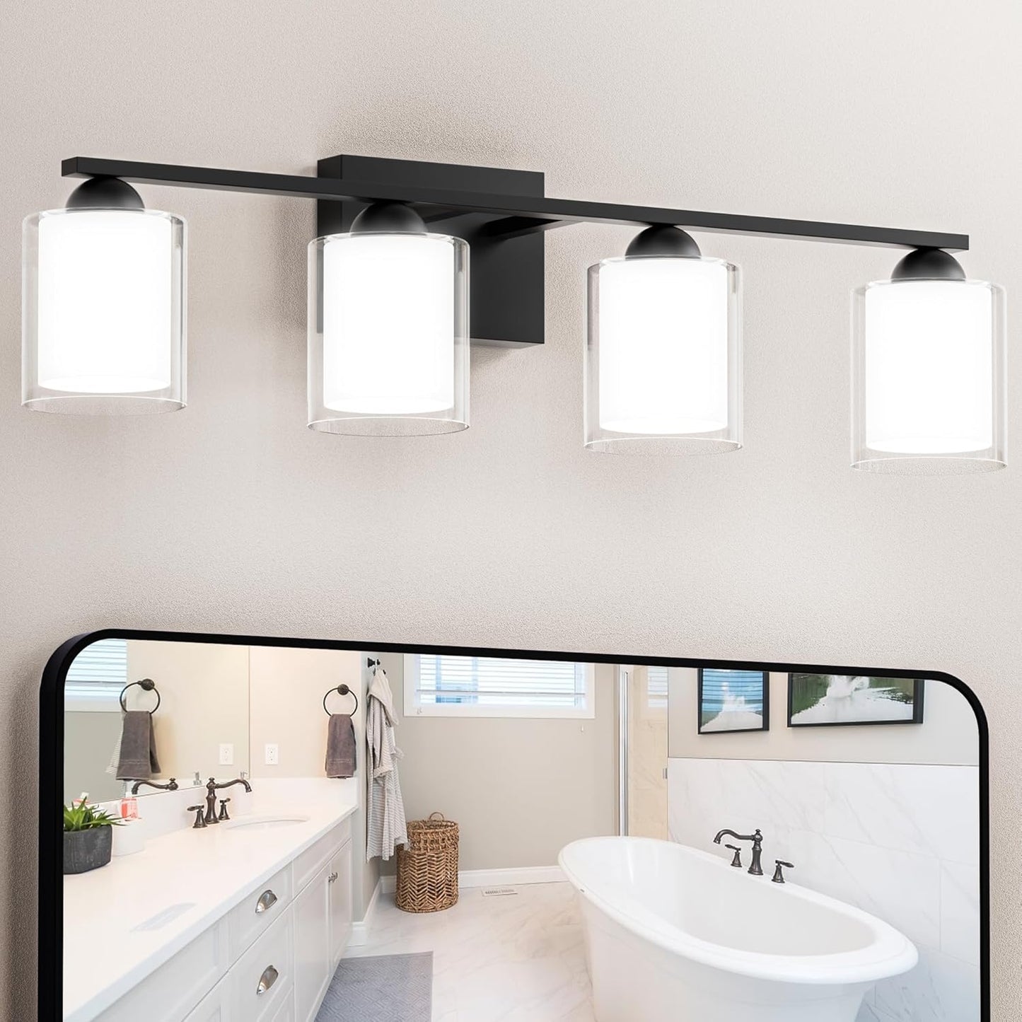 Quntis Black Bathroom Lighting Fixtures with 5 Color Modes
