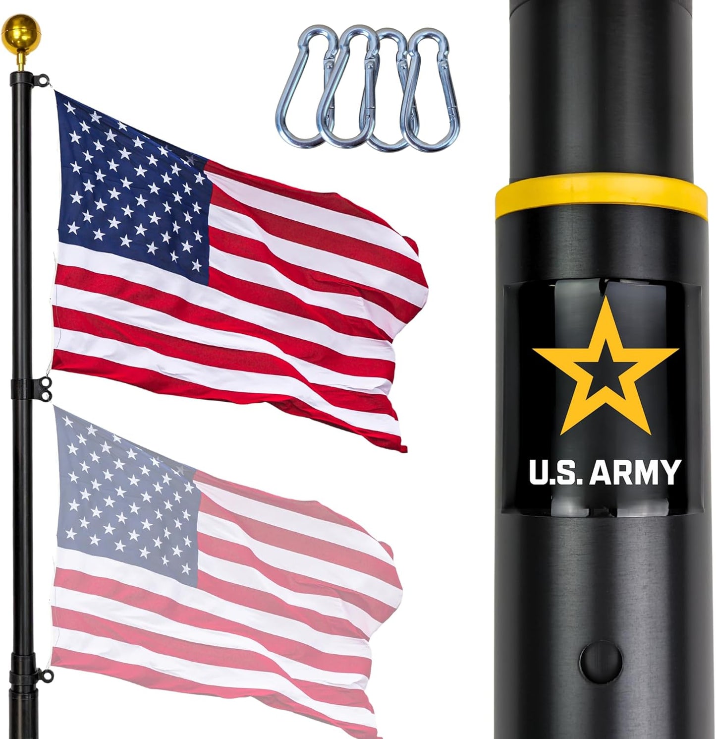 Service First US Army Black 25FT Telescoping Flagpole Kit