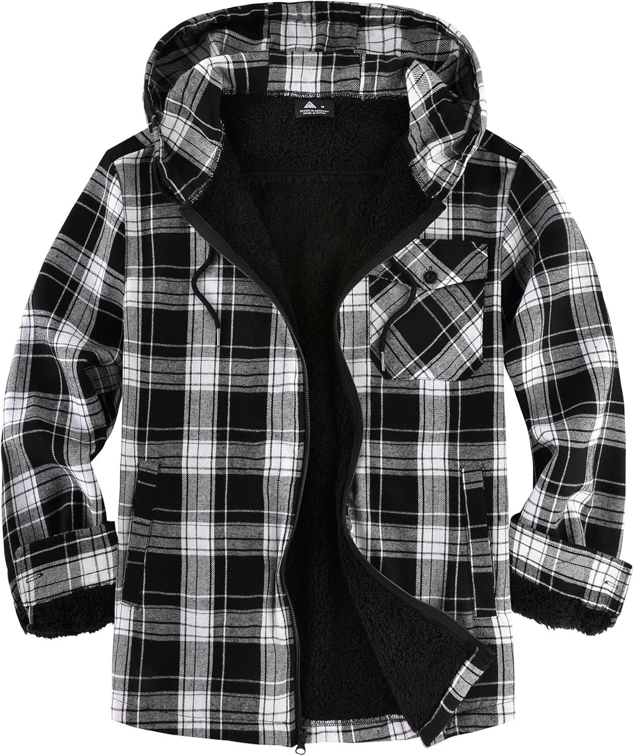 V VALANCH Men's Sherpa Lined Flannel Jacket for Winter