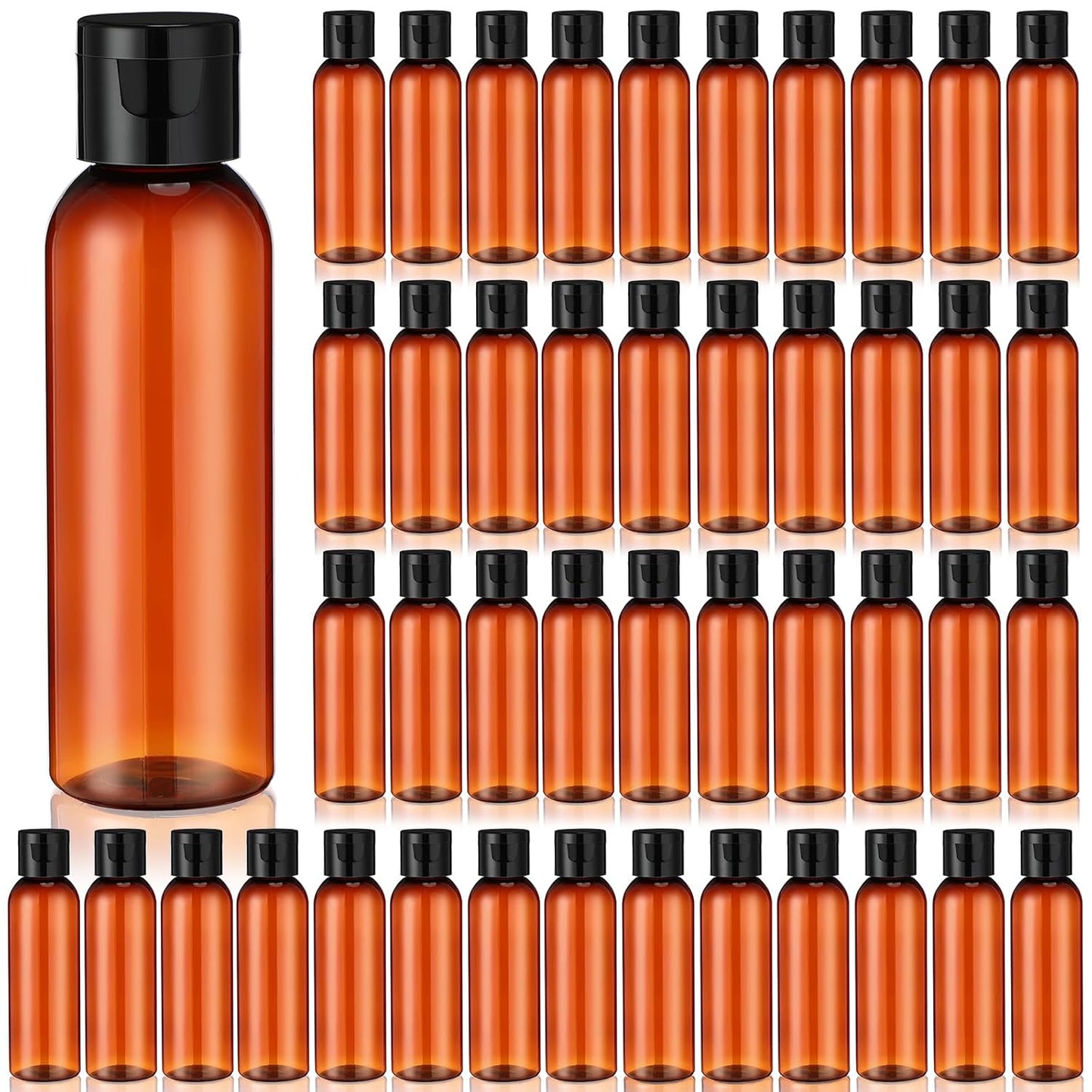 200 Pcs 2 oz Brown Plastic Empty Bottles for Travel and More